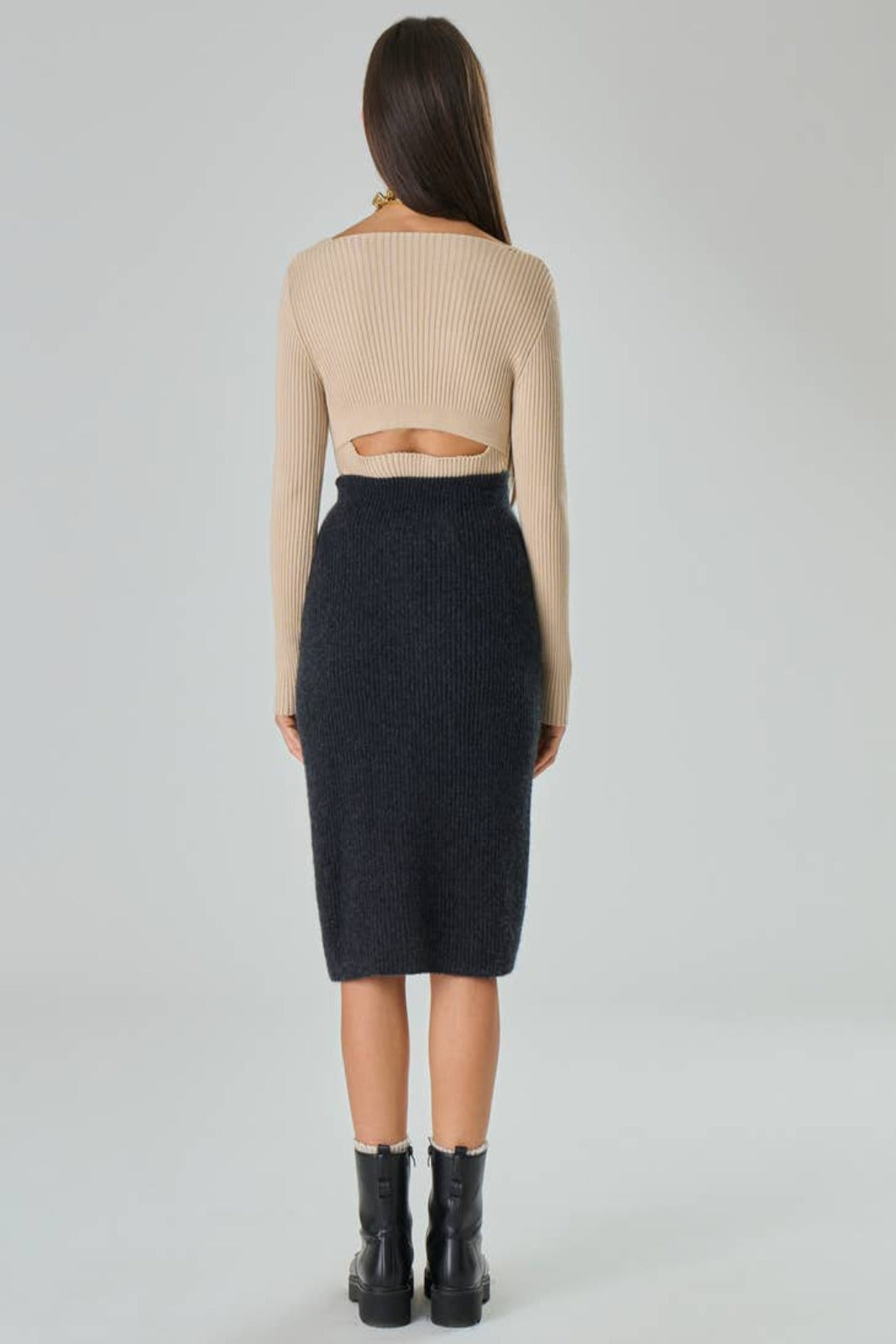 Gonna lounguette con spacco in Lana Merino - Chanel