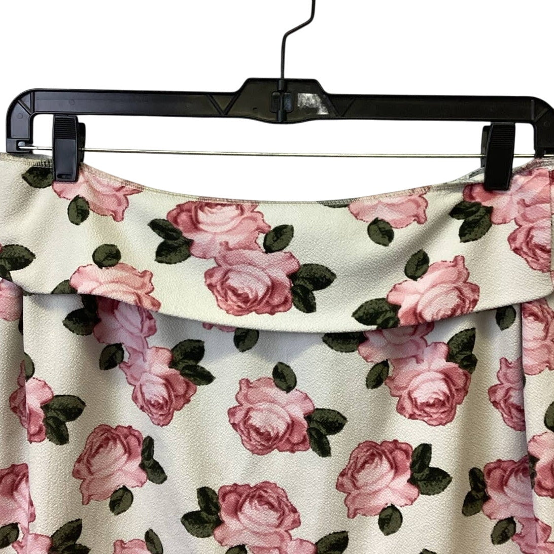 Arabella XL Rose Floral Polyester Stretchy Short Pencil Skirt Foldover Waistband