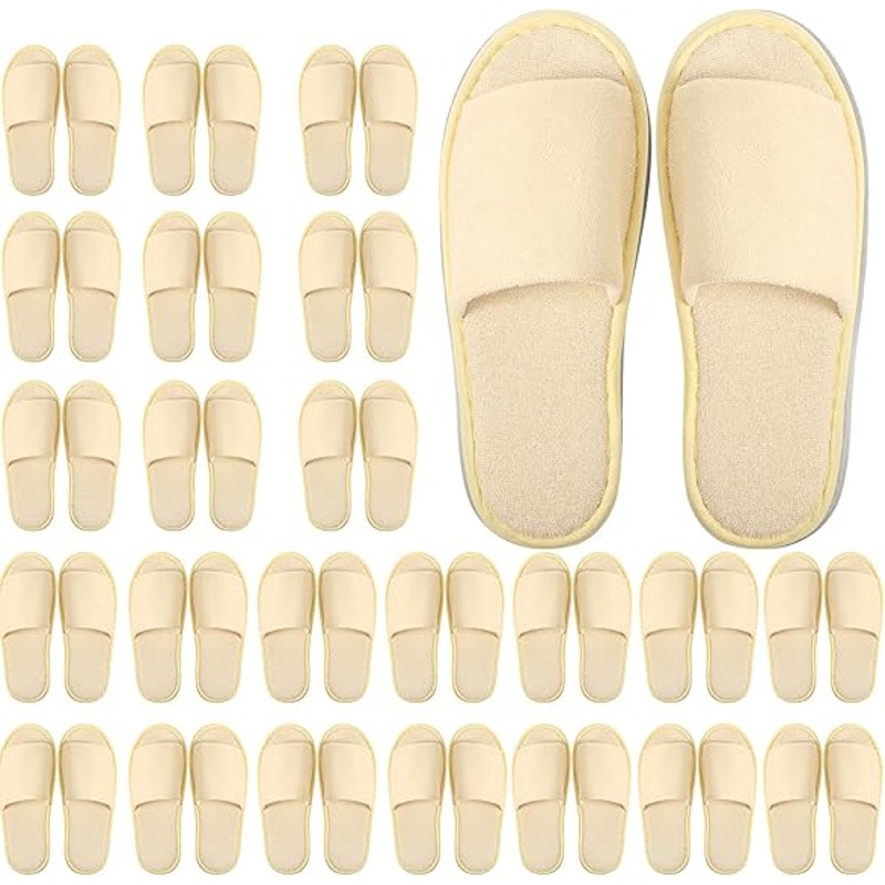 New 24 Pairs Women Men One Size Tan Slip On Spa Disposable Open Toe Slippers