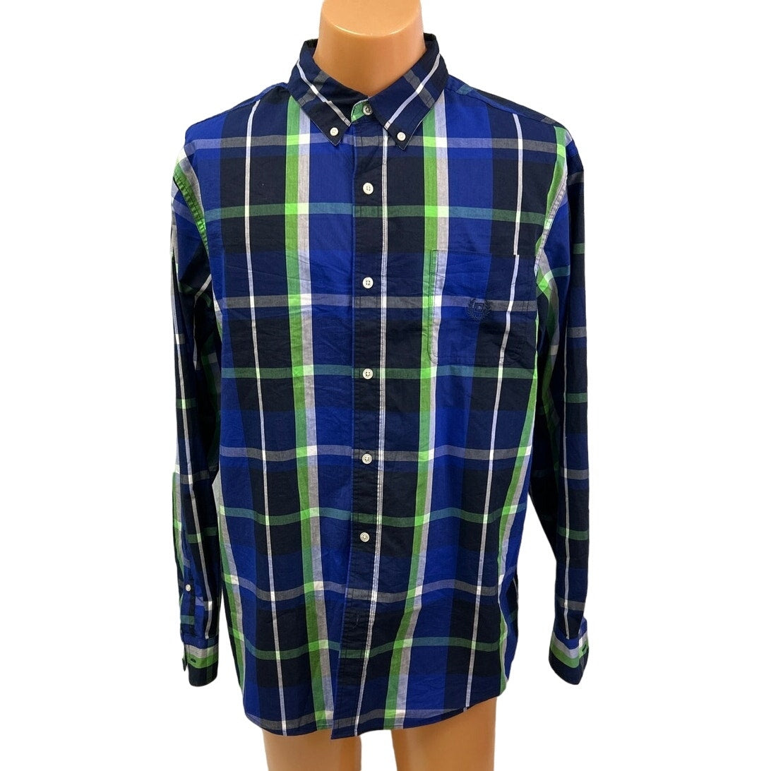Chaps Mens XL Easy Care Stretch Plaid Long Sleeve Button Down PolyCotton Shirt