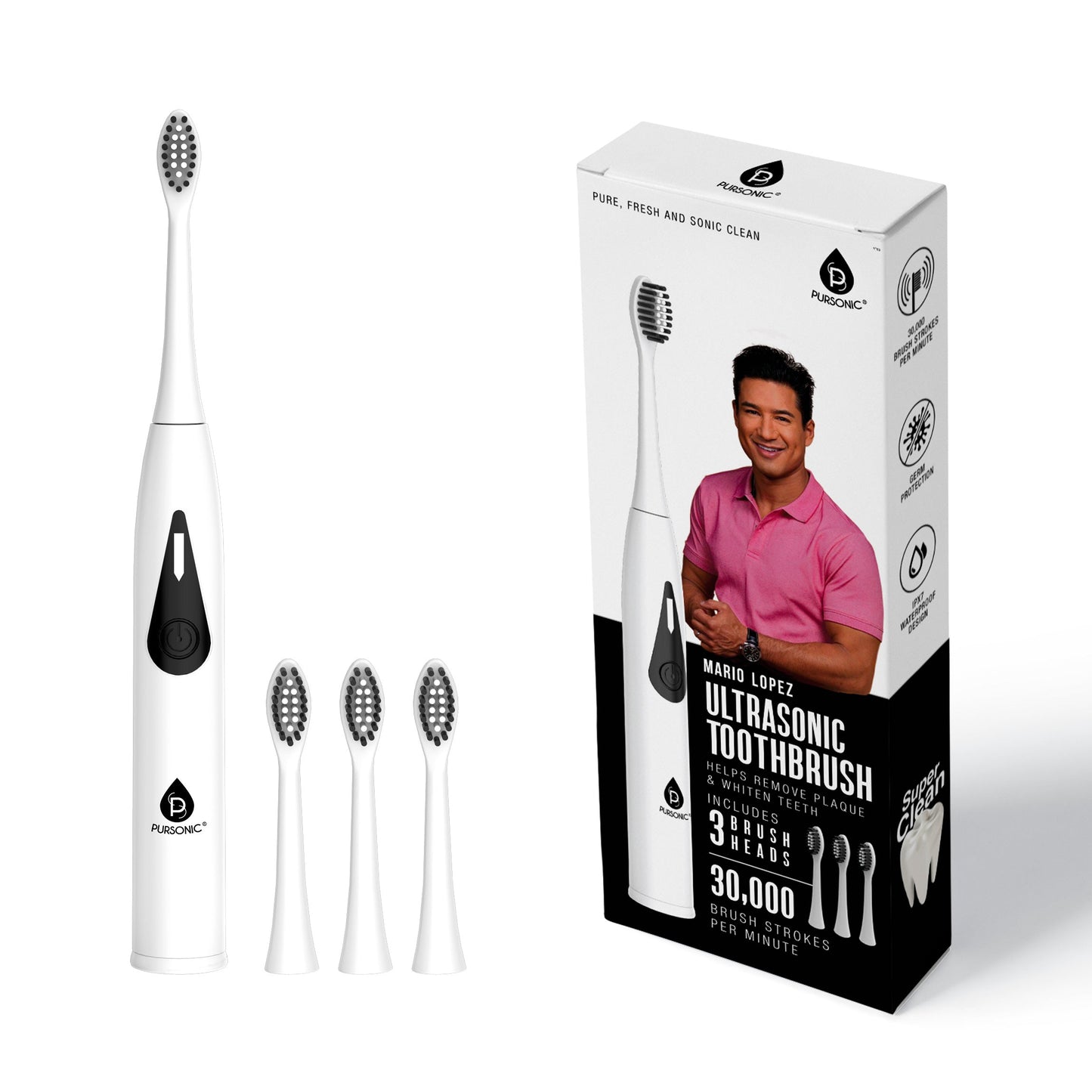 Mario Lopez Triple-Head Electric Tooth Wizard - 30,000 Strokes Per a Minute-0