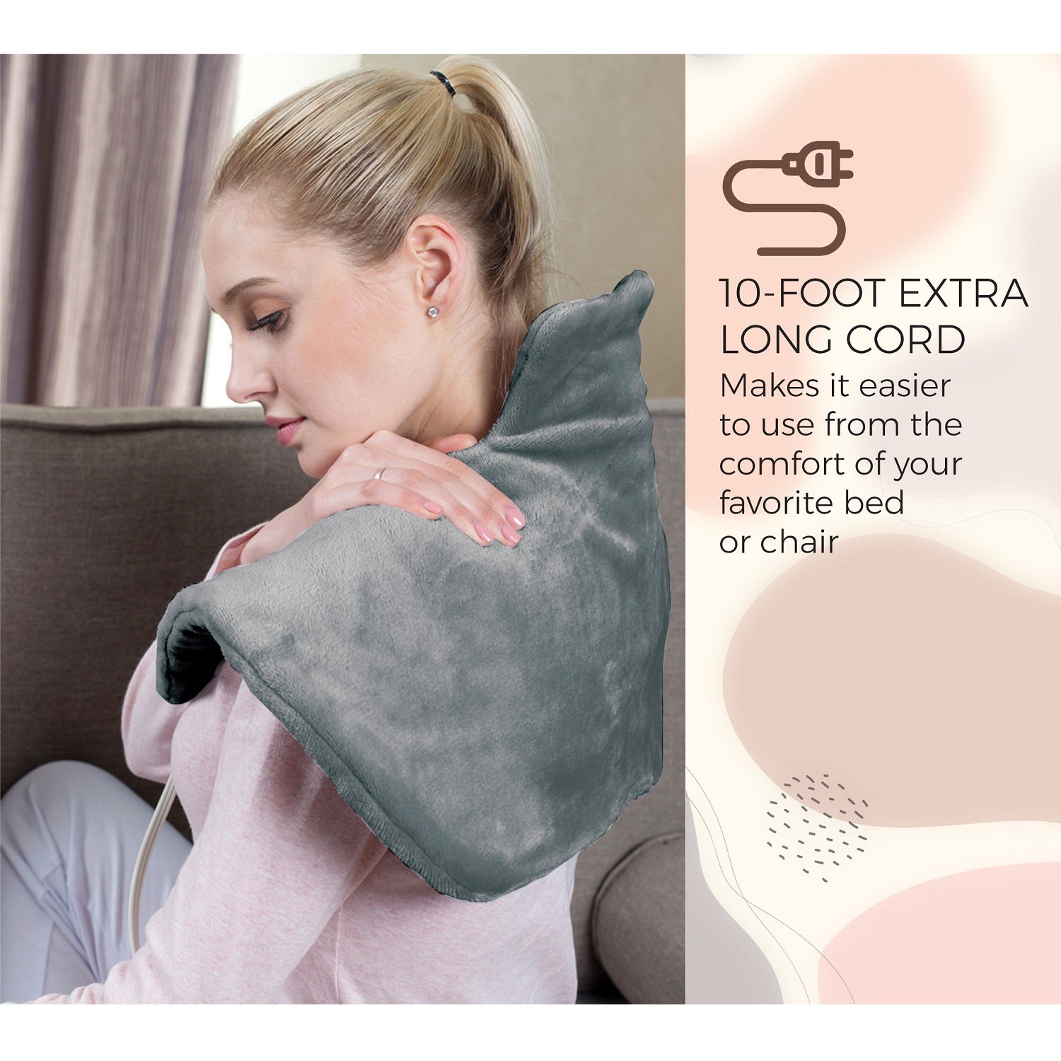 Electric Neck & Shoulder Heating Pad + Memory Foam Travel Pillow-3