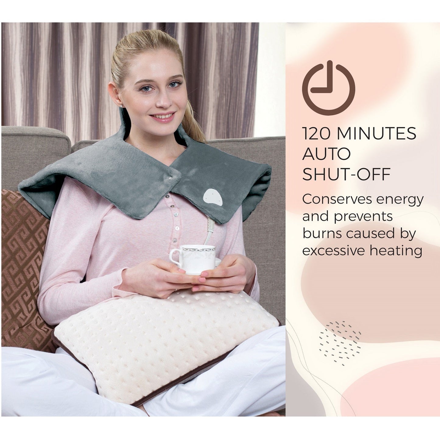 Electric Neck & Shoulder Heating Pad + Memory Foam Travel Pillow-2