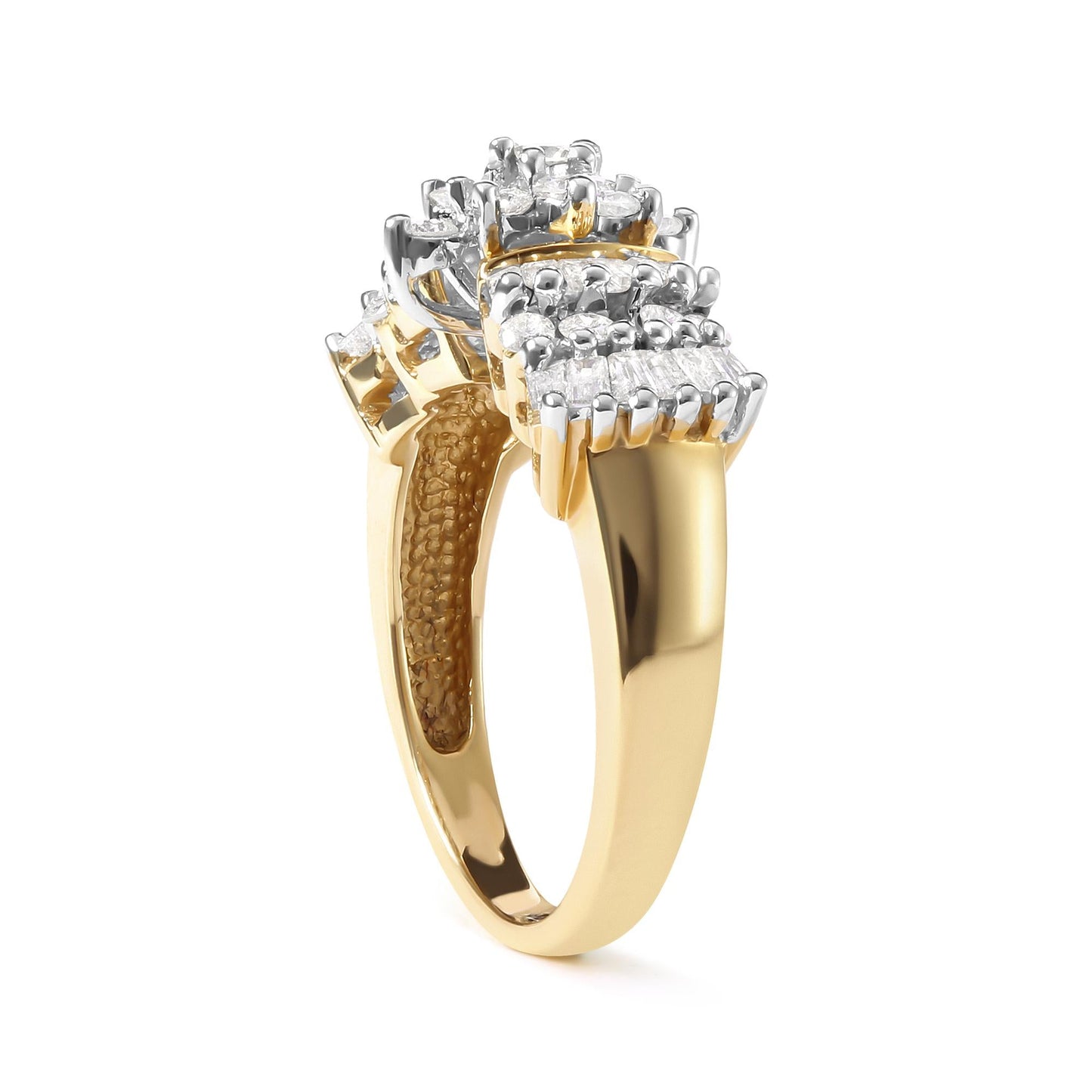 10K Yellow Gold 1.00 Cttw Diamond Starburst Ring Band (H-I Color, I1-I2 Clarity)-3