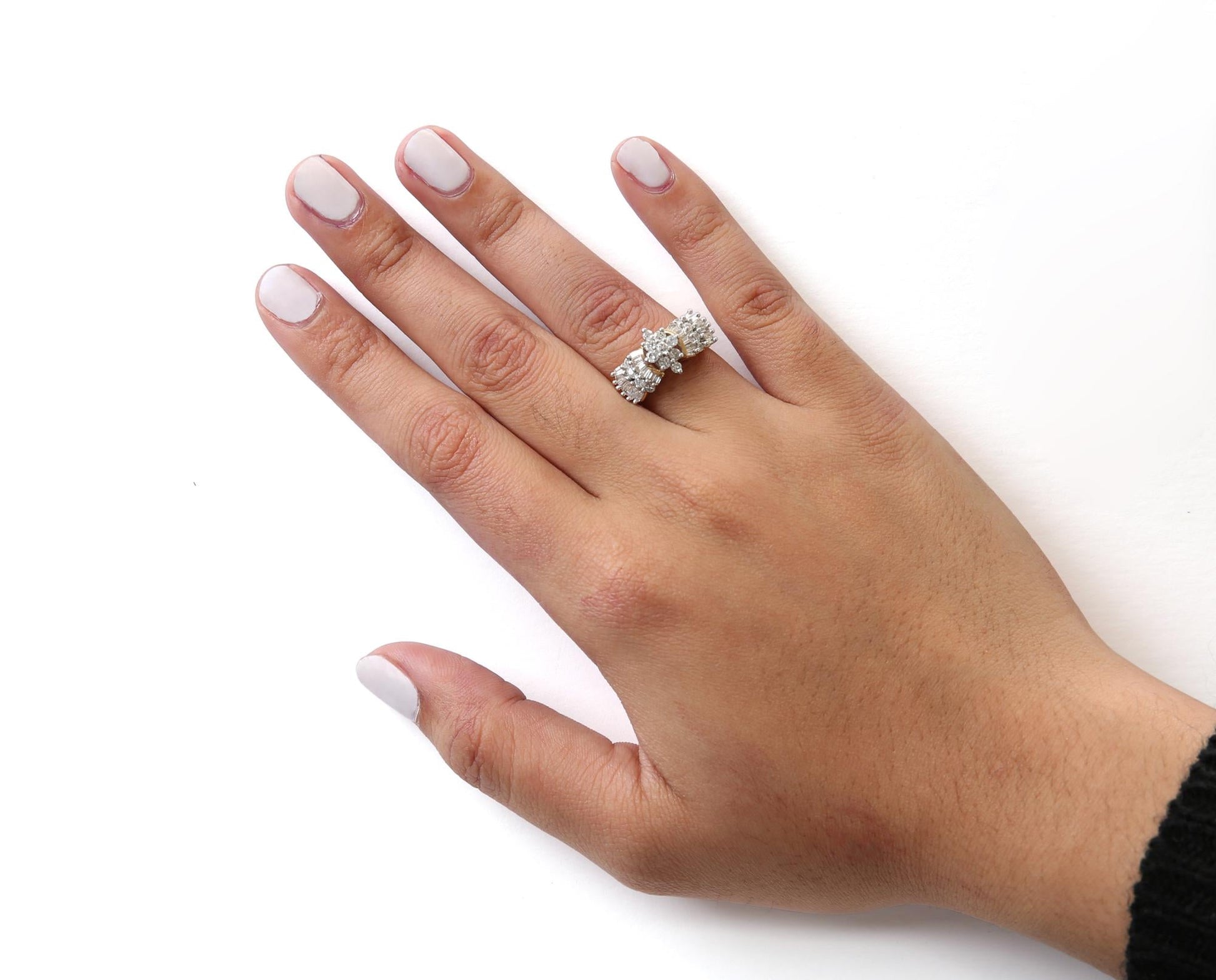 10K Yellow Gold 1.00 Cttw Diamond Starburst Ring Band (H-I Color, I1-I2 Clarity)-2