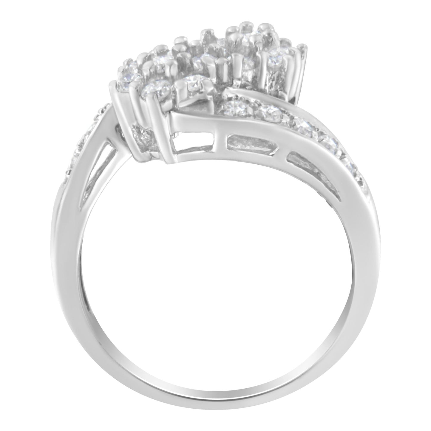 14KT White Gold Diamond Cluster Ring Band (7/8 cttw, H-I Color, I1-I2 Clarity)-3
