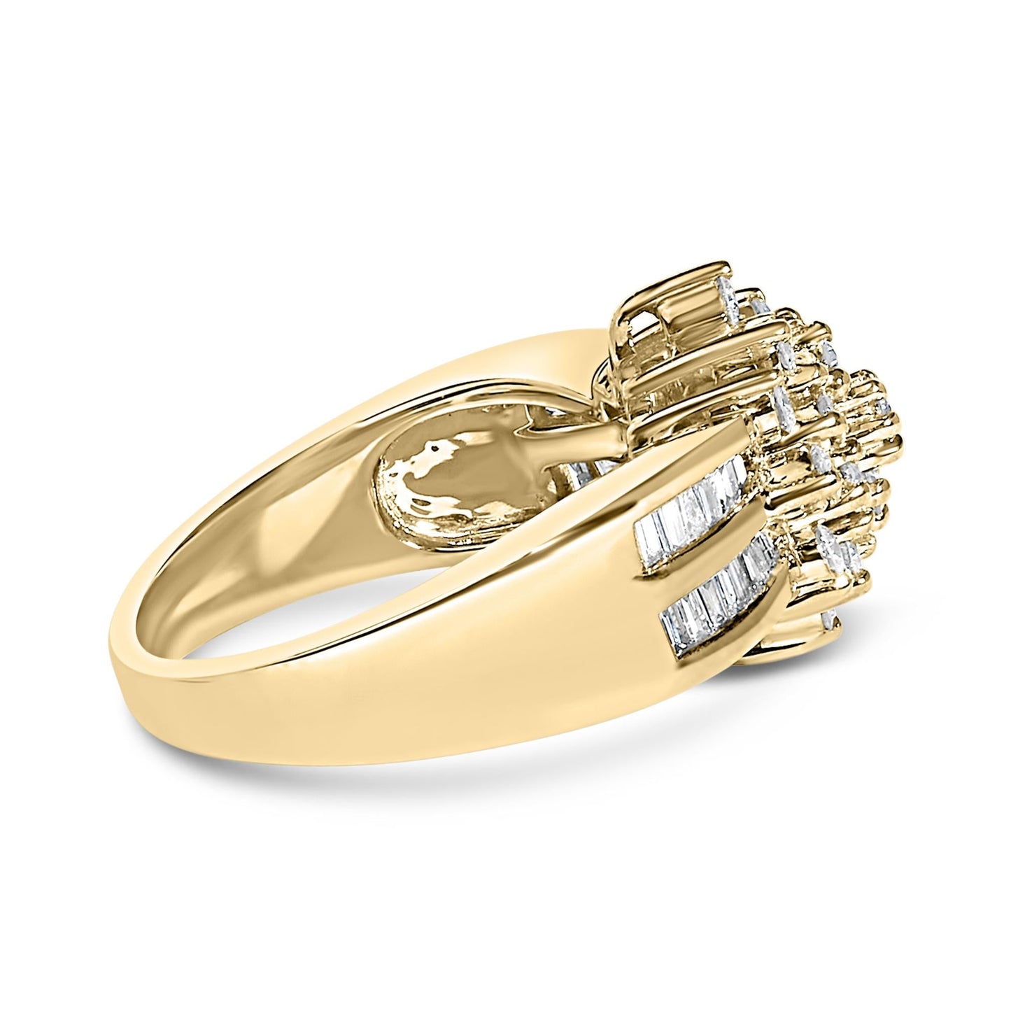 10K Yellow Gold 1.0 Cttw Marquise Composite Diamond Cluster Cocktail Ring (H-I Color, SI2-I1 Clarity)-1