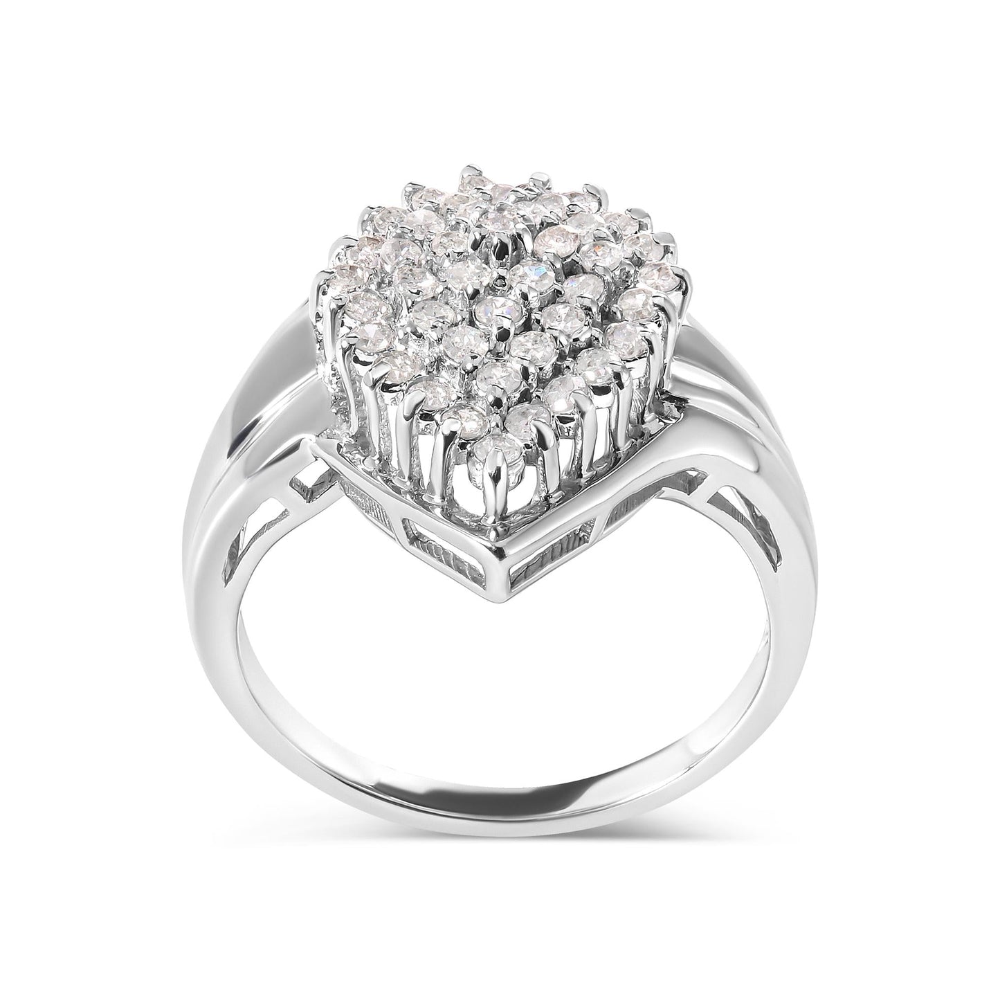 10K White Gold 1/2 Cttw Diamond Pear Shaped Cluster Ring (H-I Color, I1-I2 Clarity)-4
