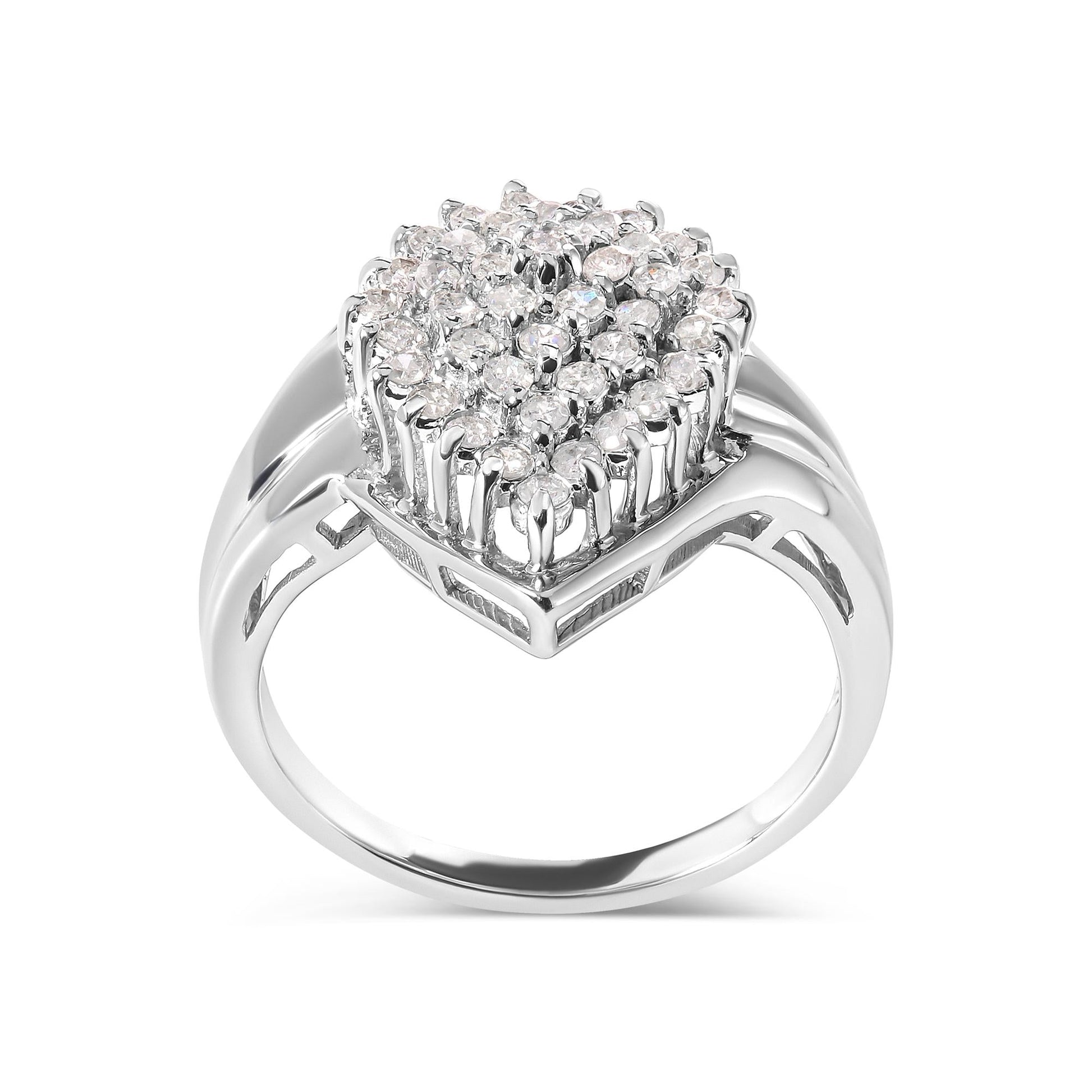 10K White Gold 1/2 Cttw Diamond Pear Shaped Cluster Ring (H-I Color, I1-I2 Clarity)-4