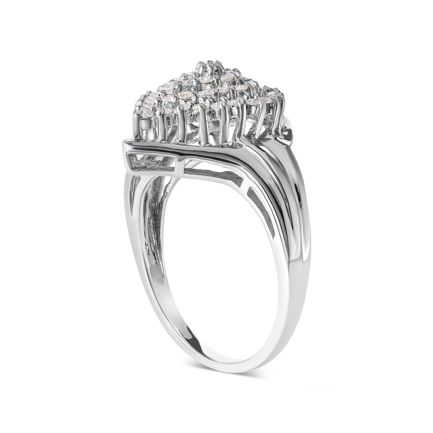 10K White Gold 1/2 Cttw Diamond Pear Shaped Cluster Ring (H-I Color, I1-I2 Clarity)-3
