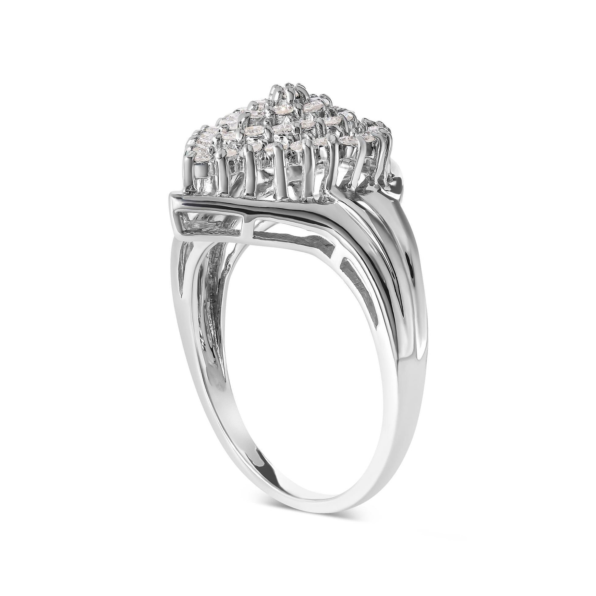 10K White Gold 1/2 Cttw Diamond Pear Shaped Cluster Ring (H-I Color, I1-I2 Clarity)-3