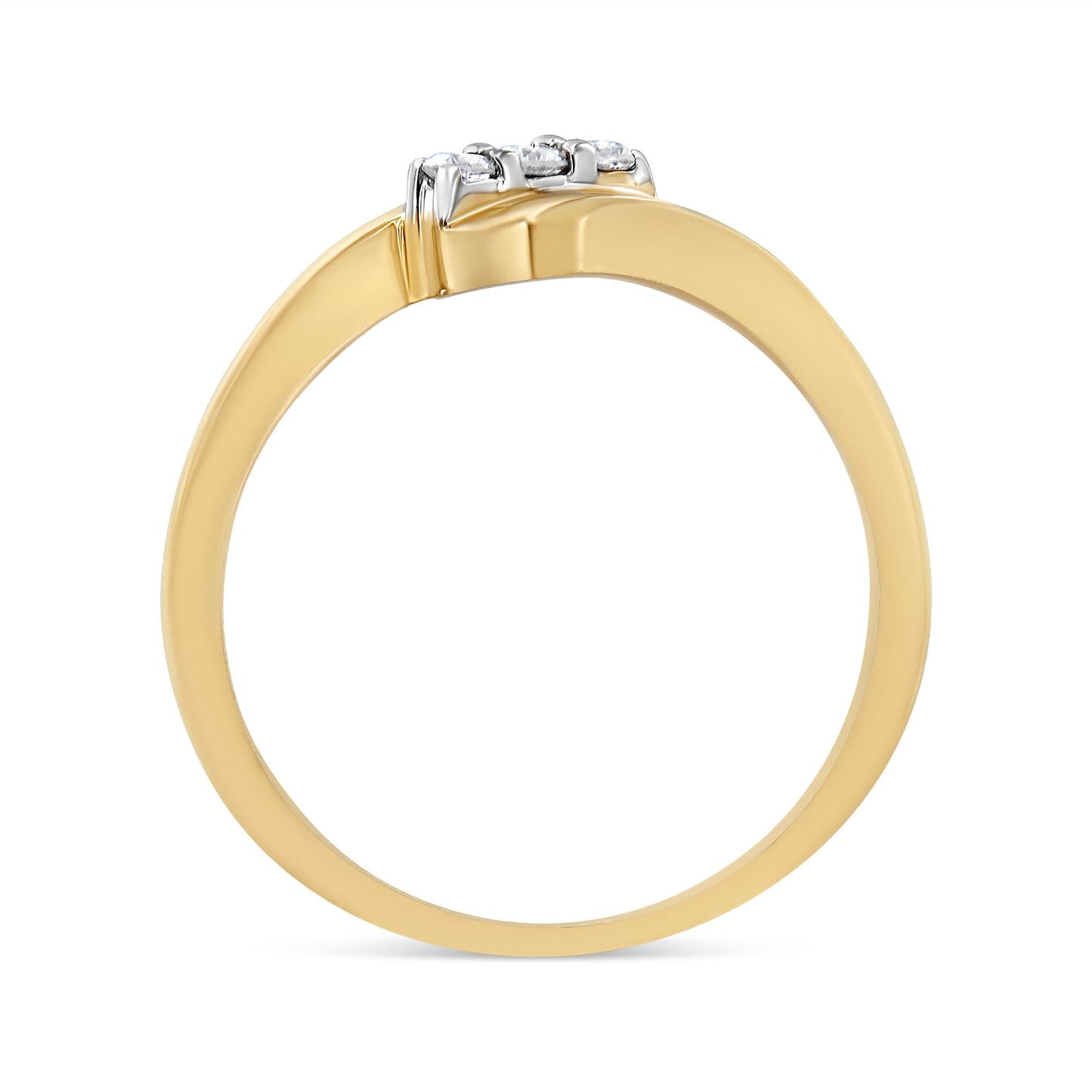 10K Yellow Gold over .925 Sterling Silver 1/10 Cttw Diamond Three-Stone Bypass Fashion Cocktail Ring ( I-J Color, I2-I3 Clarity)-3