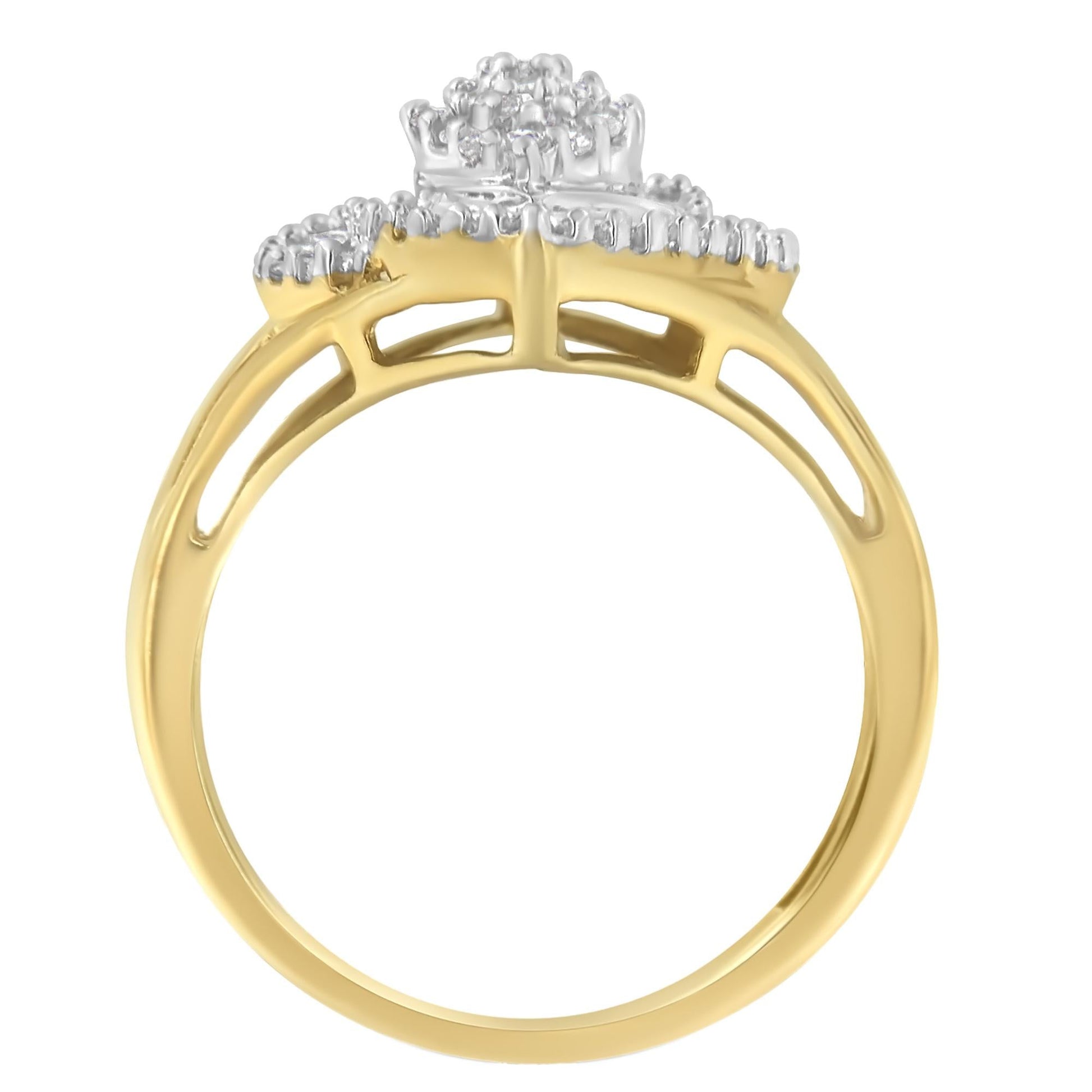 10K Yellow Gold Diamond Cocktail Ring (1/2 Cttw, J-K Color, I2-I3 Clarity)-1