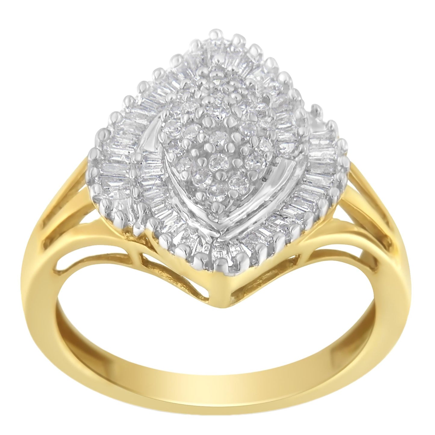 10K Yellow Gold Diamond Cocktail Ring (1/2 Cttw, J-K Color, I2-I3 Clarity)-3