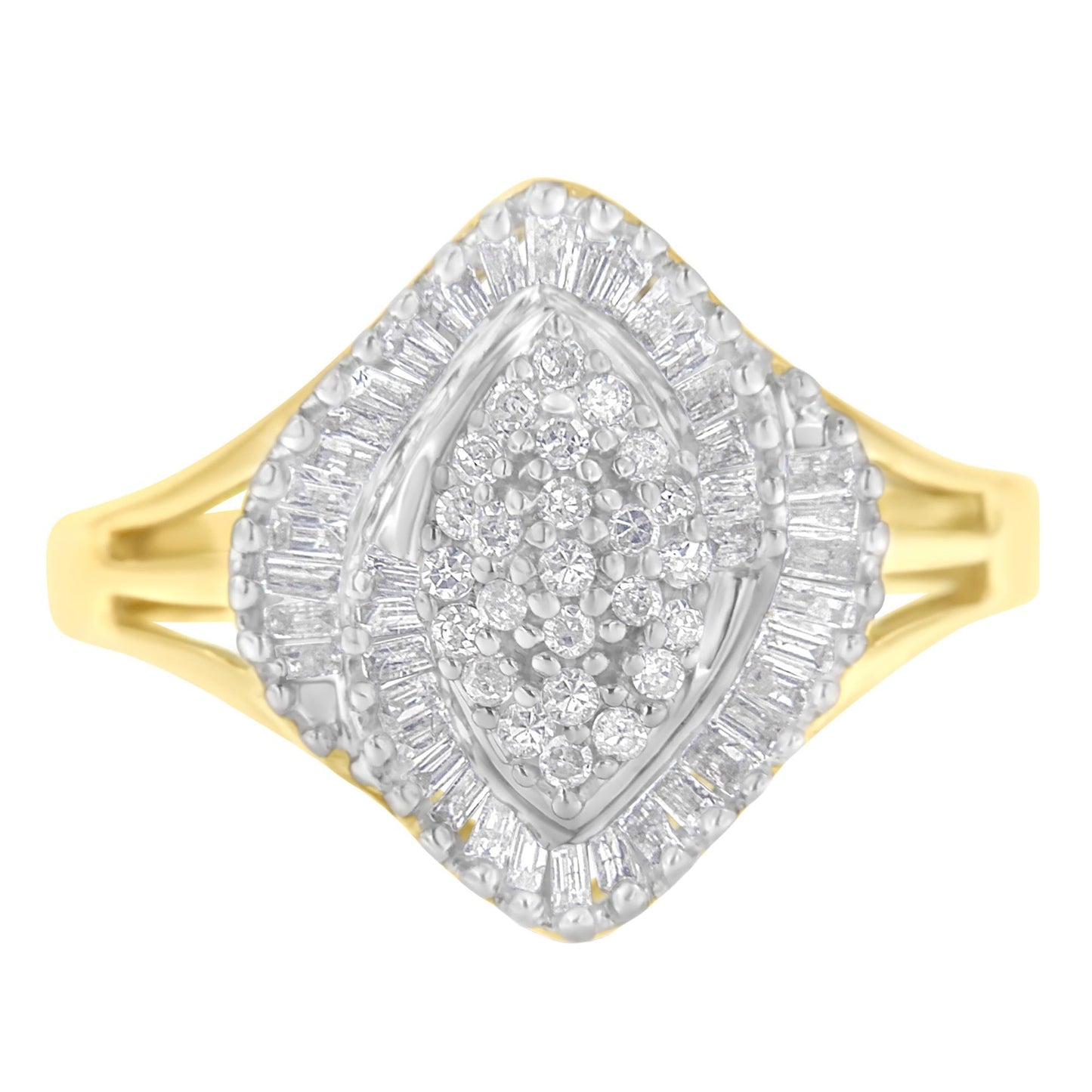 10K Yellow Gold Diamond Cocktail Ring (1/2 Cttw, J-K Color, I2-I3 Clarity)-4