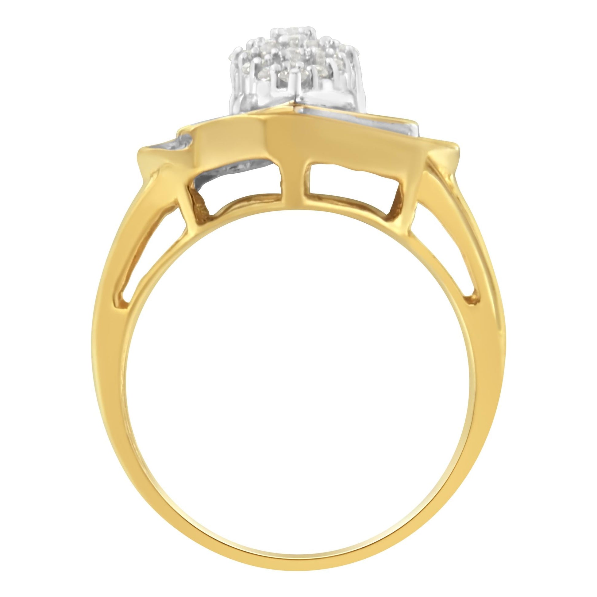10K Yellow Gold Diamond Cluster Ring (3/4 Cttw, J-K Color, I2-I3 Clarity)-3