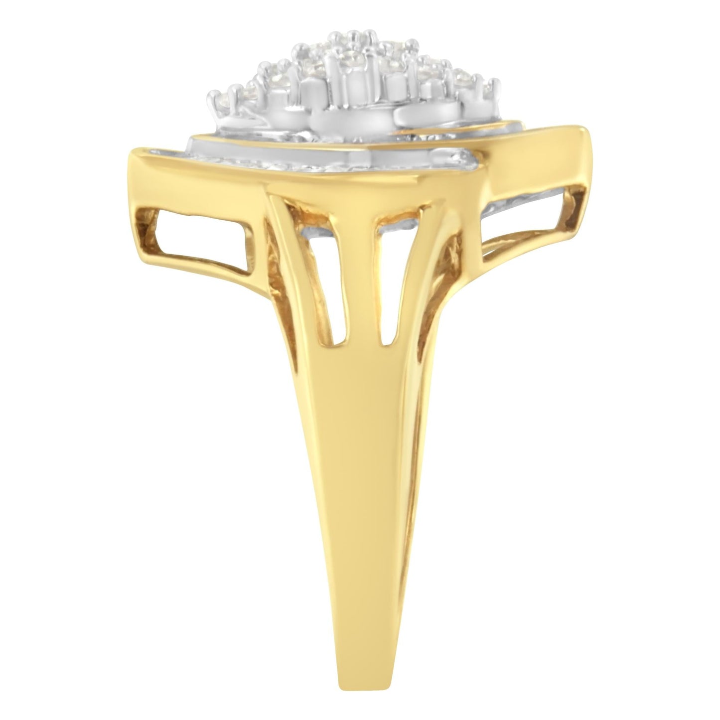 10K Yellow Gold Diamond Cluster Ring (3/4 Cttw, J-K Color, I2-I3 Clarity)-4