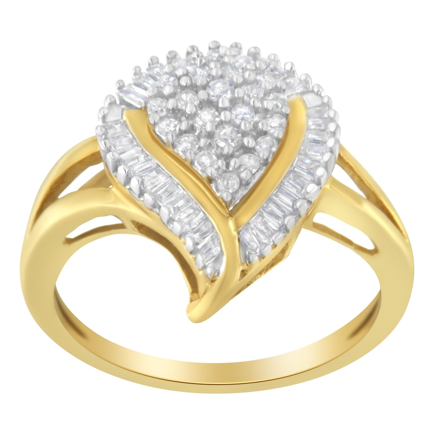 10K Yellow Gold Diamond Cluster Ring (1/2 Cttw, I-J Color, I1-I2 Clarity)-3