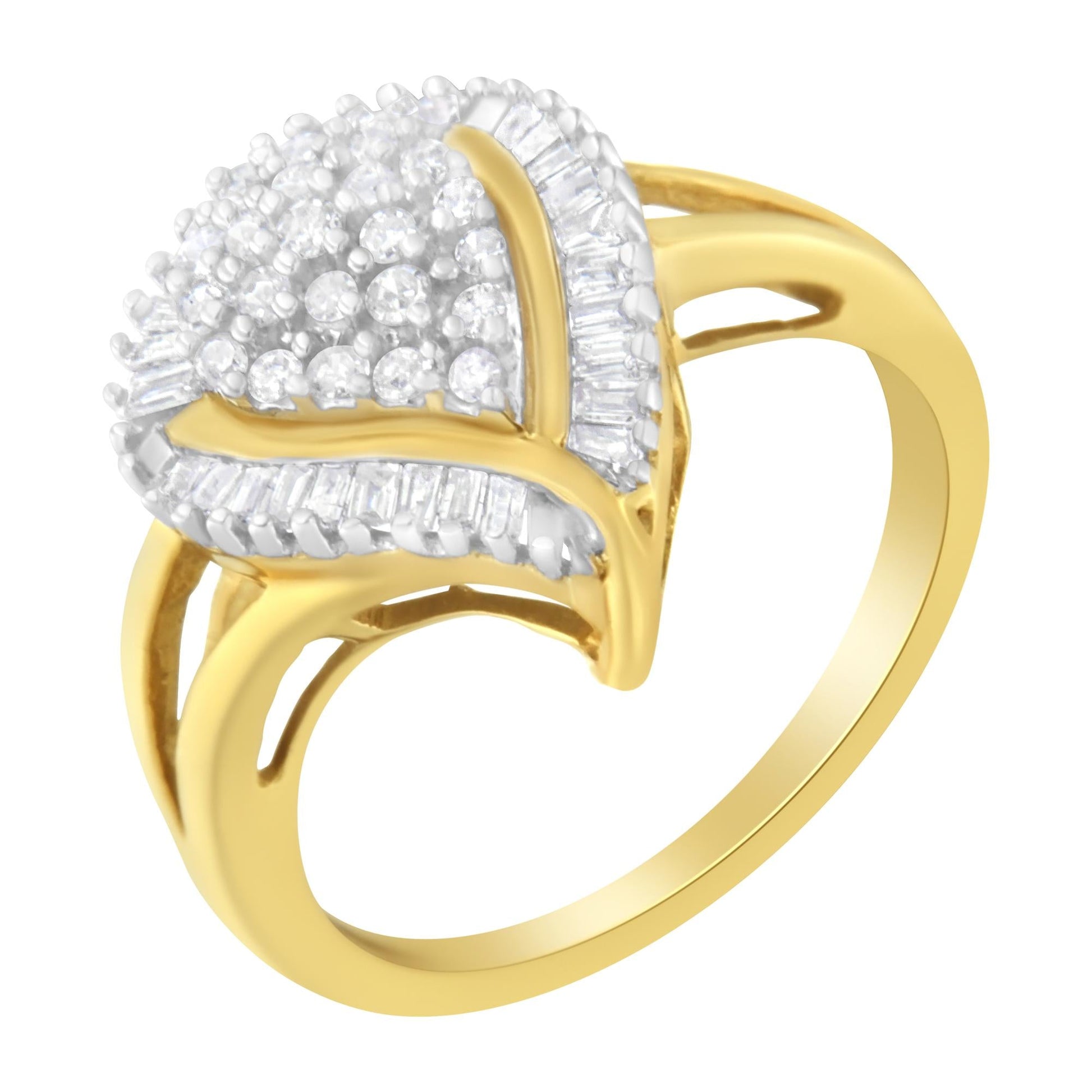 10K Yellow Gold Diamond Cluster Ring (1/2 Cttw, I-J Color, I1-I2 Clarity)-4