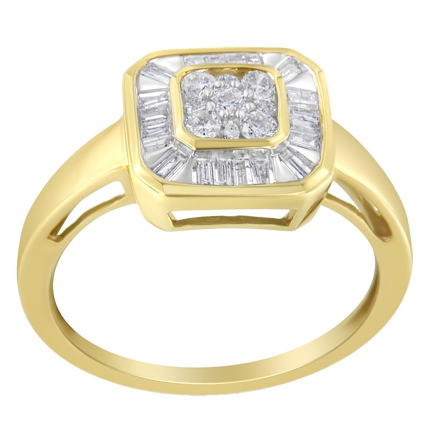 10K Yellow Gold Diamond Cocktail Ring (1/2 Cttw, I-J Color, SI2-I1 Clarity)-3