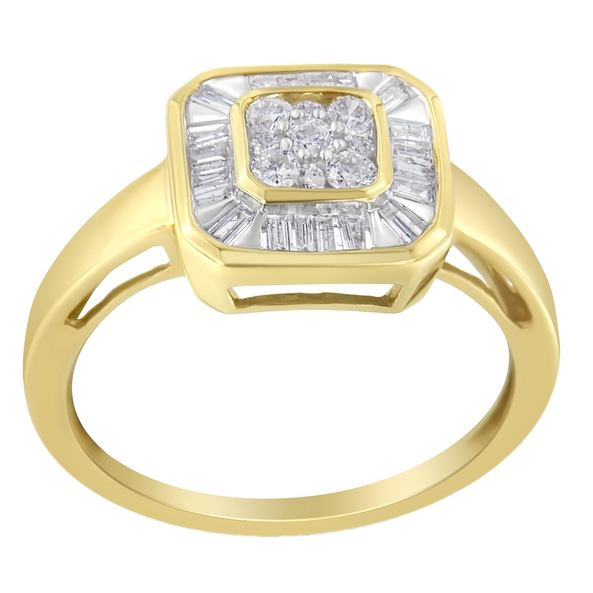 10K Yellow Gold Diamond Cocktail Ring (1/2 Cttw, I-J Color, SI2-I1 Clarity)-3