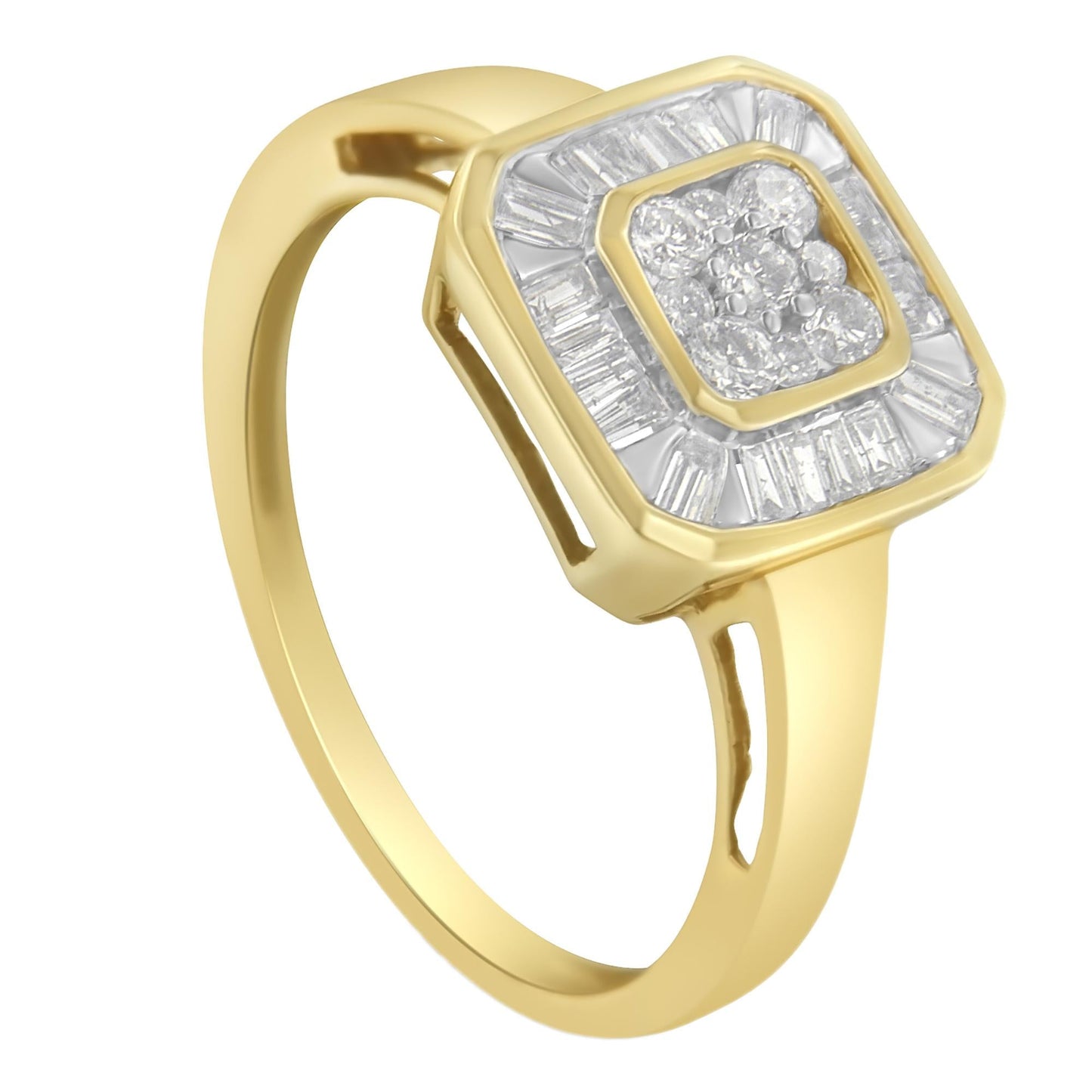 10K Yellow Gold Diamond Cocktail Ring (1/2 Cttw, I-J Color, SI2-I1 Clarity)-4