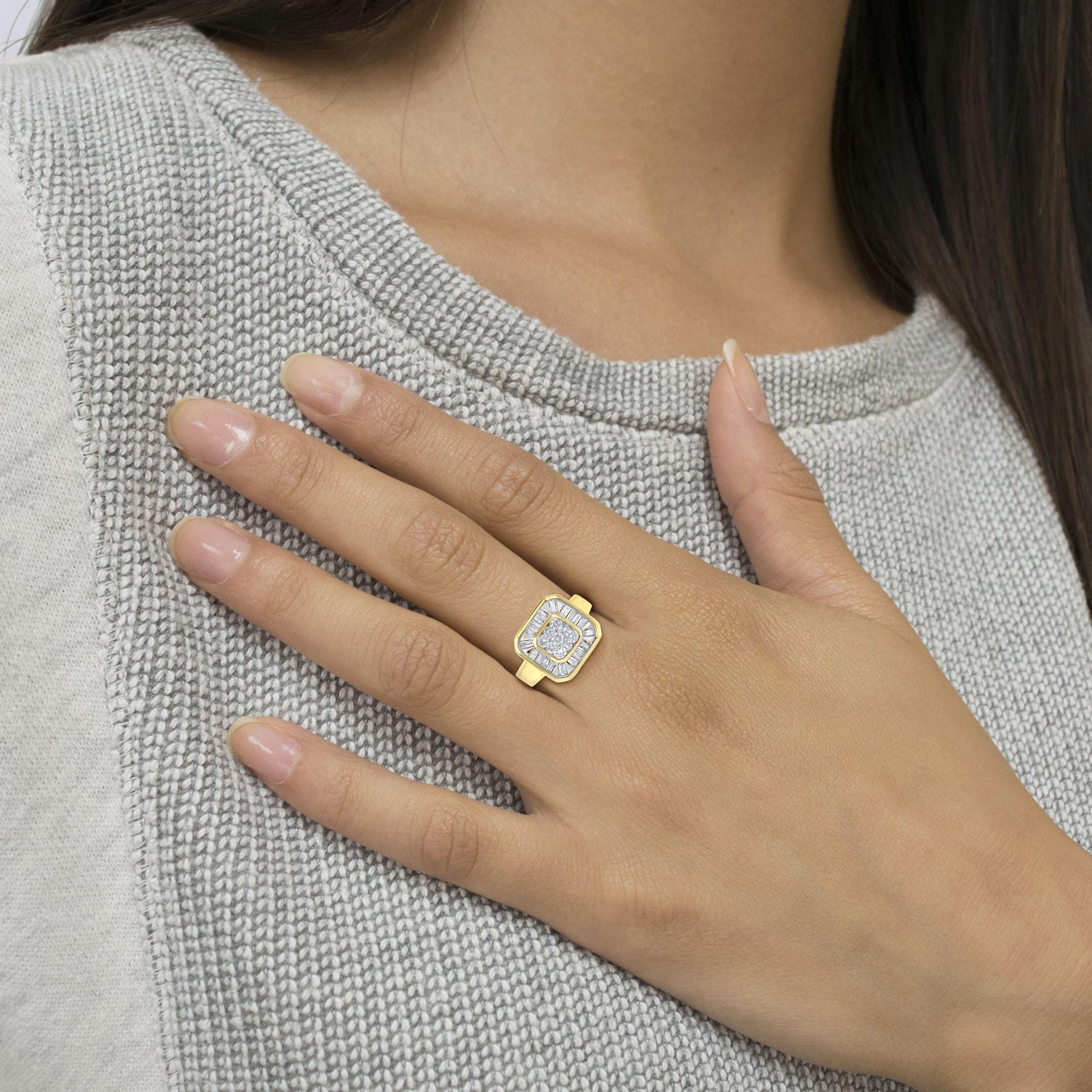 10K Yellow Gold Diamond Cocktail Ring (1/2 Cttw, I-J Color, SI2-I1 Clarity)-2
