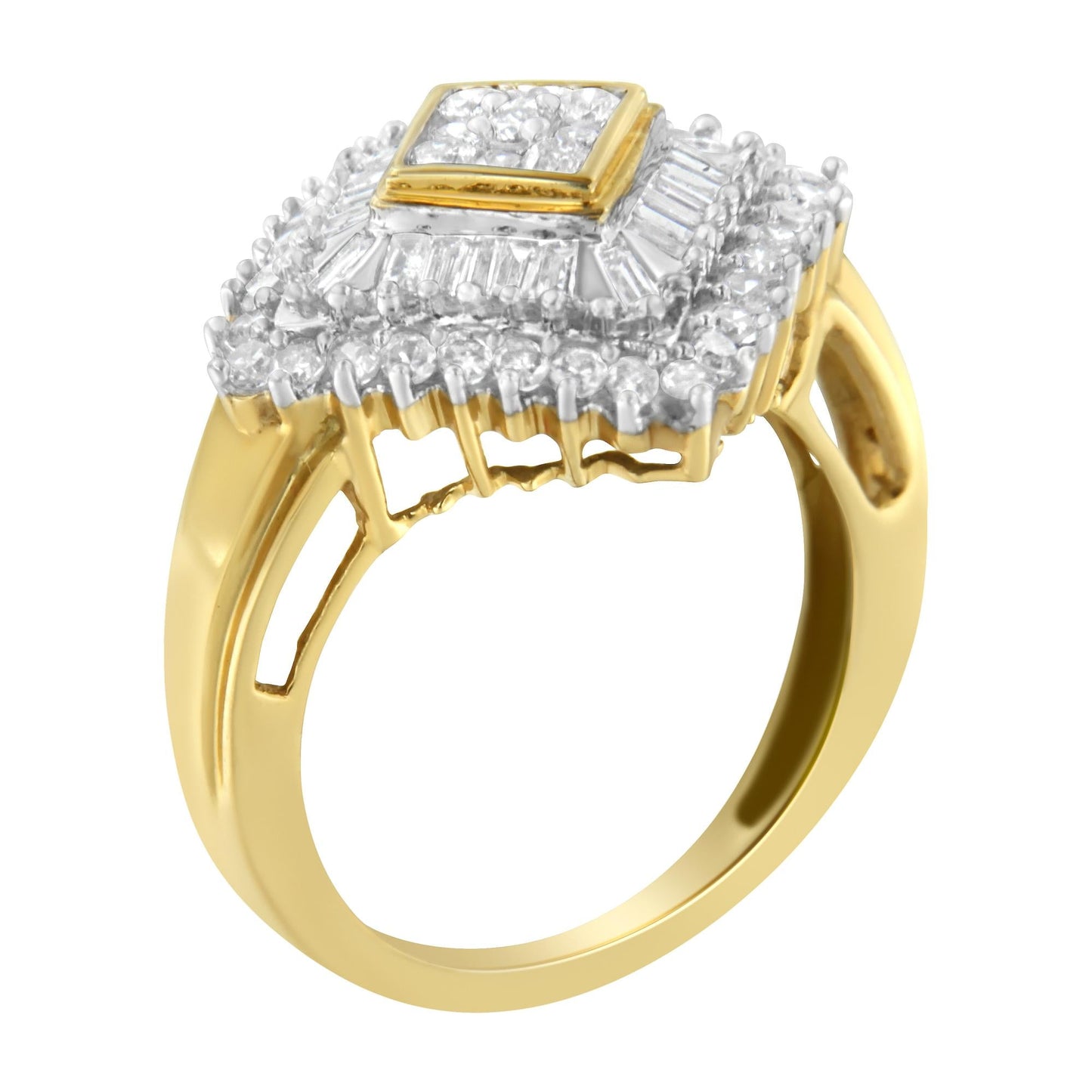 10K Yellow Gold Diamond Ballerina Ring (1 Cttw, I-J Color, I1-I2 Clarity)-4