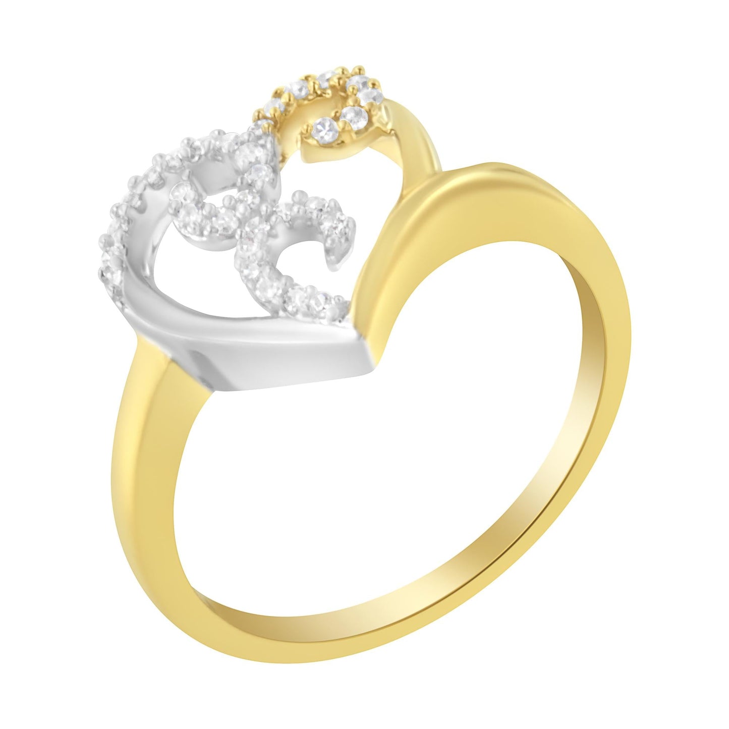 10K Two-Toned Gold Diamond Heart Shape Cluster Ring (1/6 Cttw, H-I Color, I1-I2 Clarity)-3