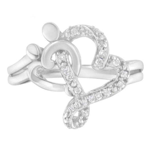 .925 Sterling Silver Diamond Heart and Music Note Ring (1/10 Cttw, H-I Color, I3 Clarity)-0