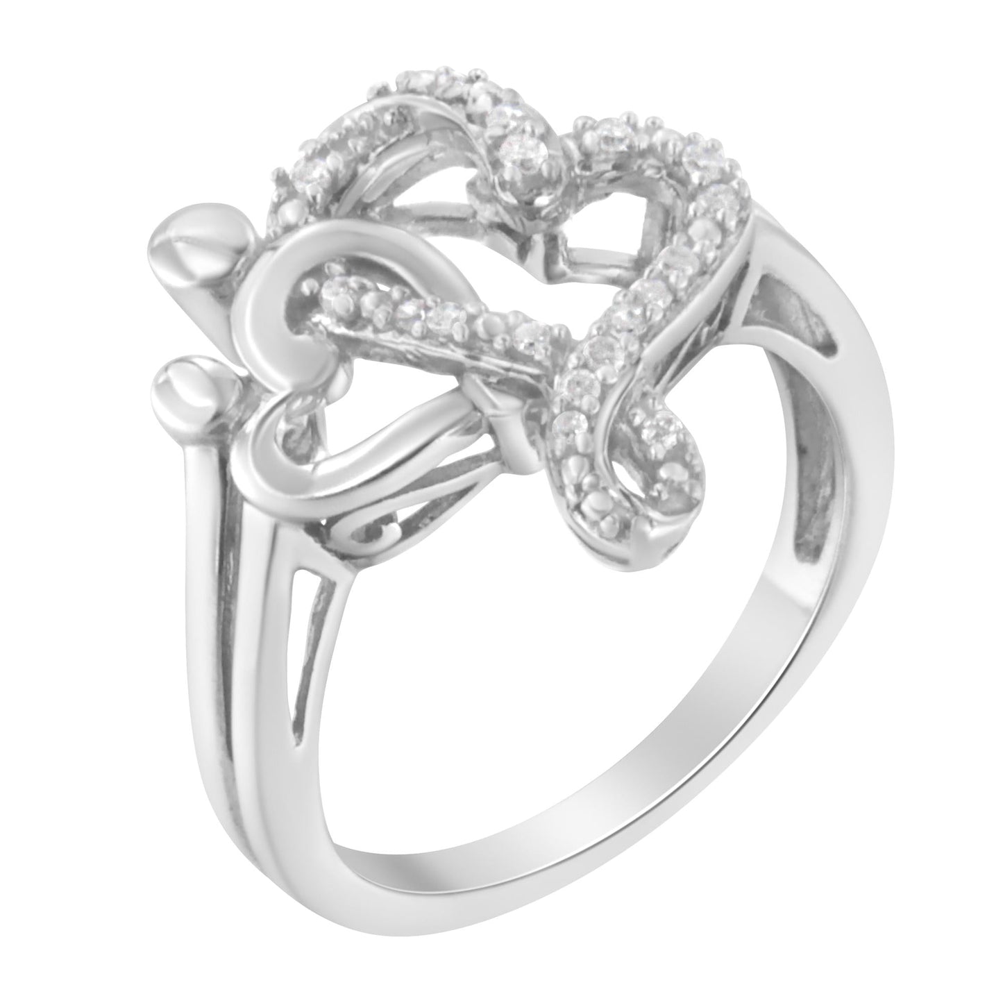 .925 Sterling Silver Diamond Heart and Music Note Ring (1/10 Cttw, H-I Color, I3 Clarity)-3