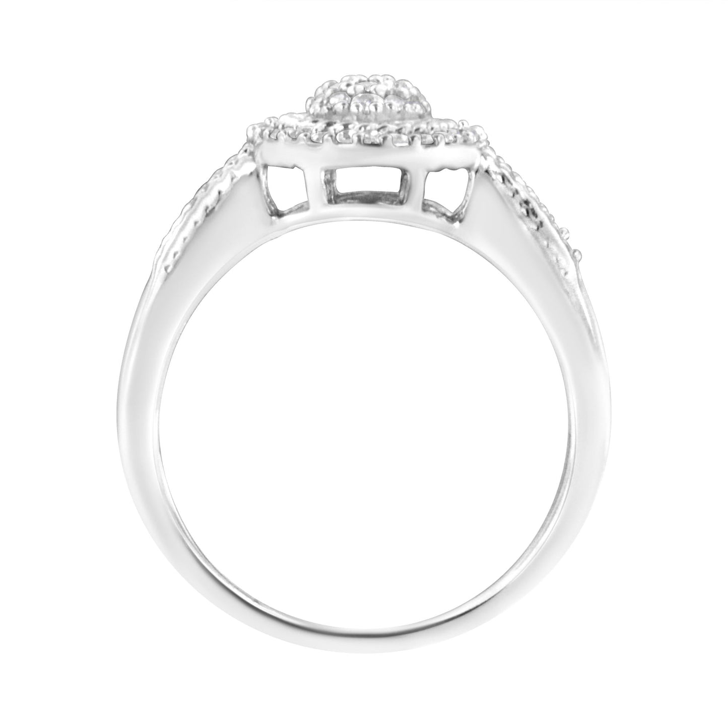 .925 Sterling Silver 1/3 Cttw Pave Set Round-Cut Diamond Braided Halo Cocktail Ring (I-J Color, I2-I3 Clarity)-3