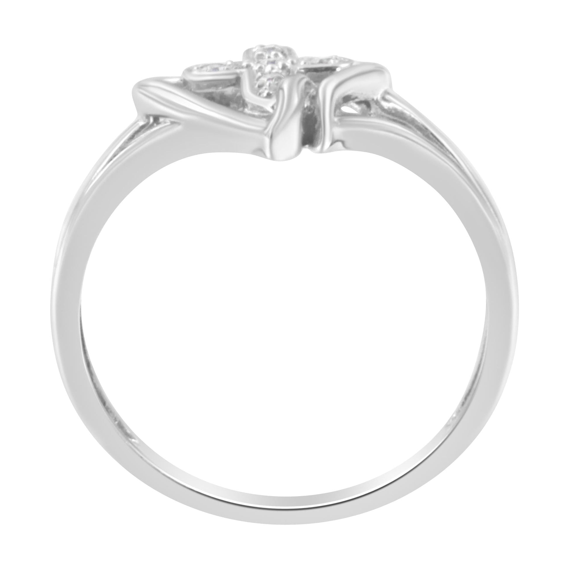 10K White Gold Diamond-Accented Cross & Open Heart Promise Fashion Ring (H-I Color, I1-I2 Clarity)-4