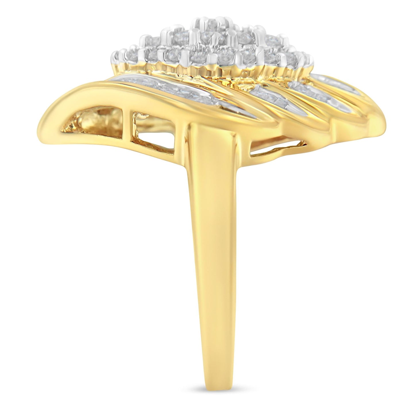 10K Yellow Gold Diamond Cocktail Ring (3/4 Cttw, I-J Color, I2-I3 Clarity)-4