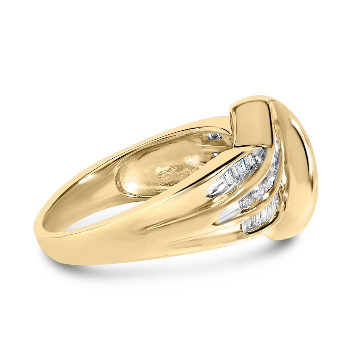 10K Yellow Gold 3/4 Cttw Channel Set Round and Baguette-cut Diamond Double Shank Bypass Ring (J-K Color, I1-I2 Clarity)-1