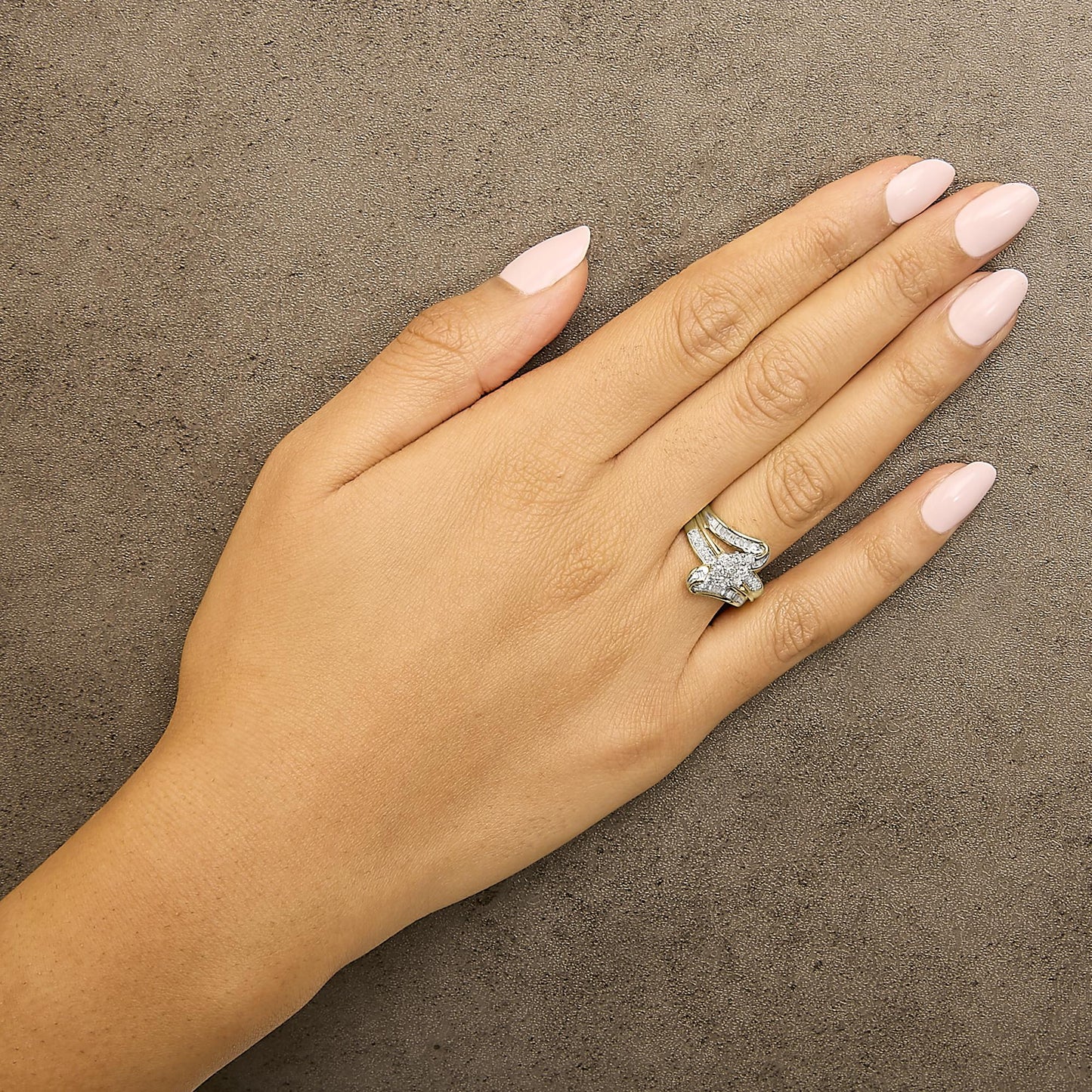 10K Yellow Gold 1/2 cttw Diamond Cluster Cocktail Ring (J-K Clarity, I1-I2 Color)-2