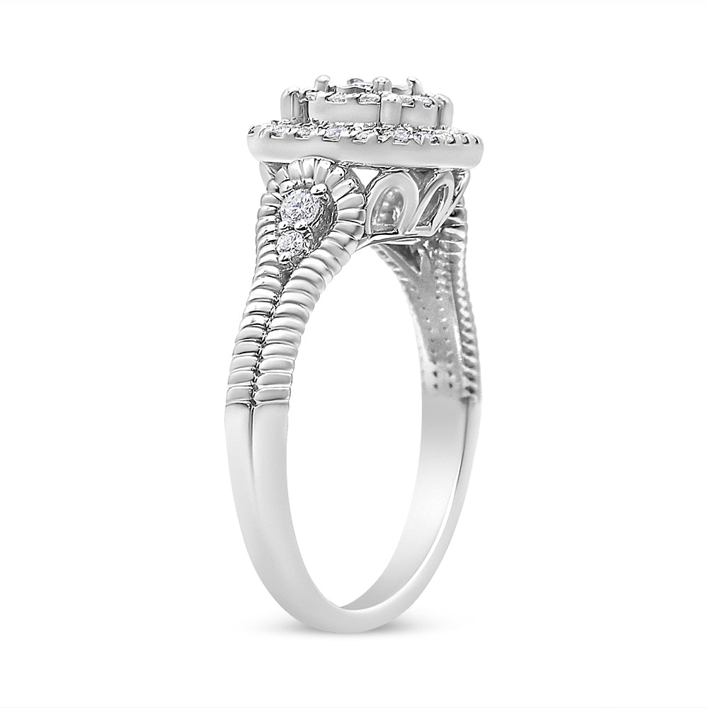 .925 Sterling Silver 1/3 Cttw Miracle Set Round-Cut Diamond Cocktail Ring (H-I Color, I1-I2 Clarity)-4