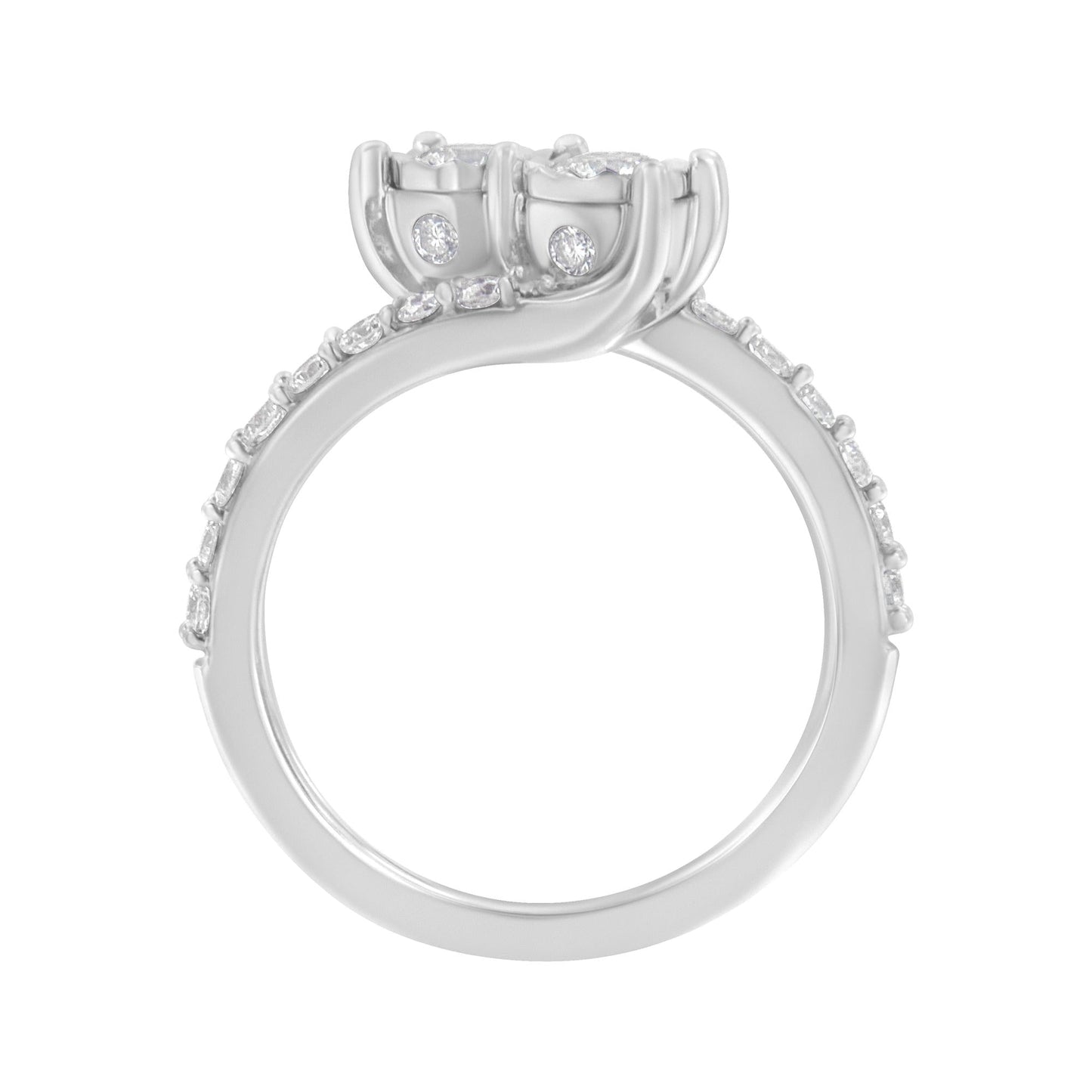 10K White Gold Two-Stone Miracle-Set Diamond Bypass Ring (1 Cttw, H-I Color, I1-I2 Clarity)-4