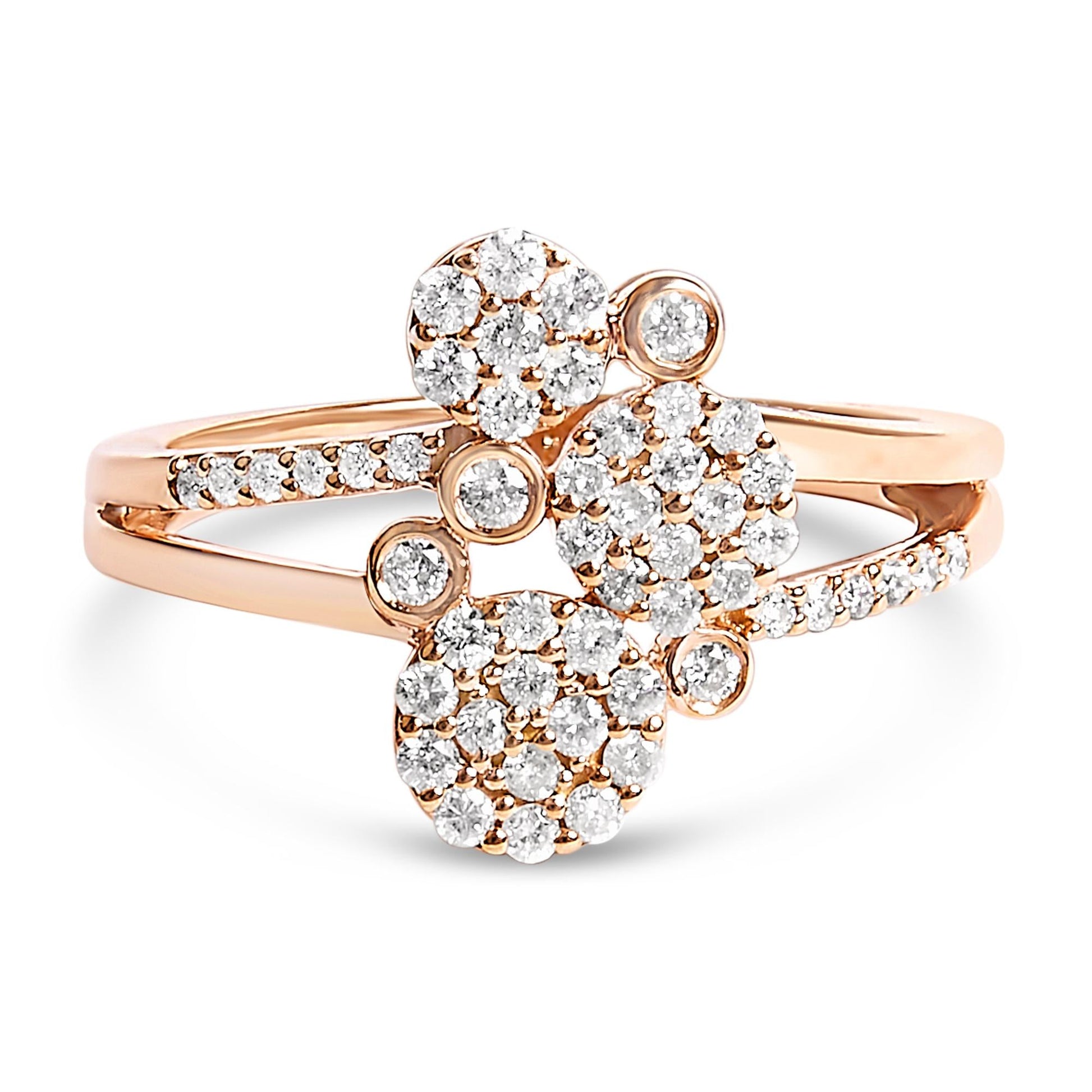 .925 Sterling Silver 1/2 Cttw Diamond Scatter Composite Bypass Ring (I-J Color, I1-I2 Clarity)-2