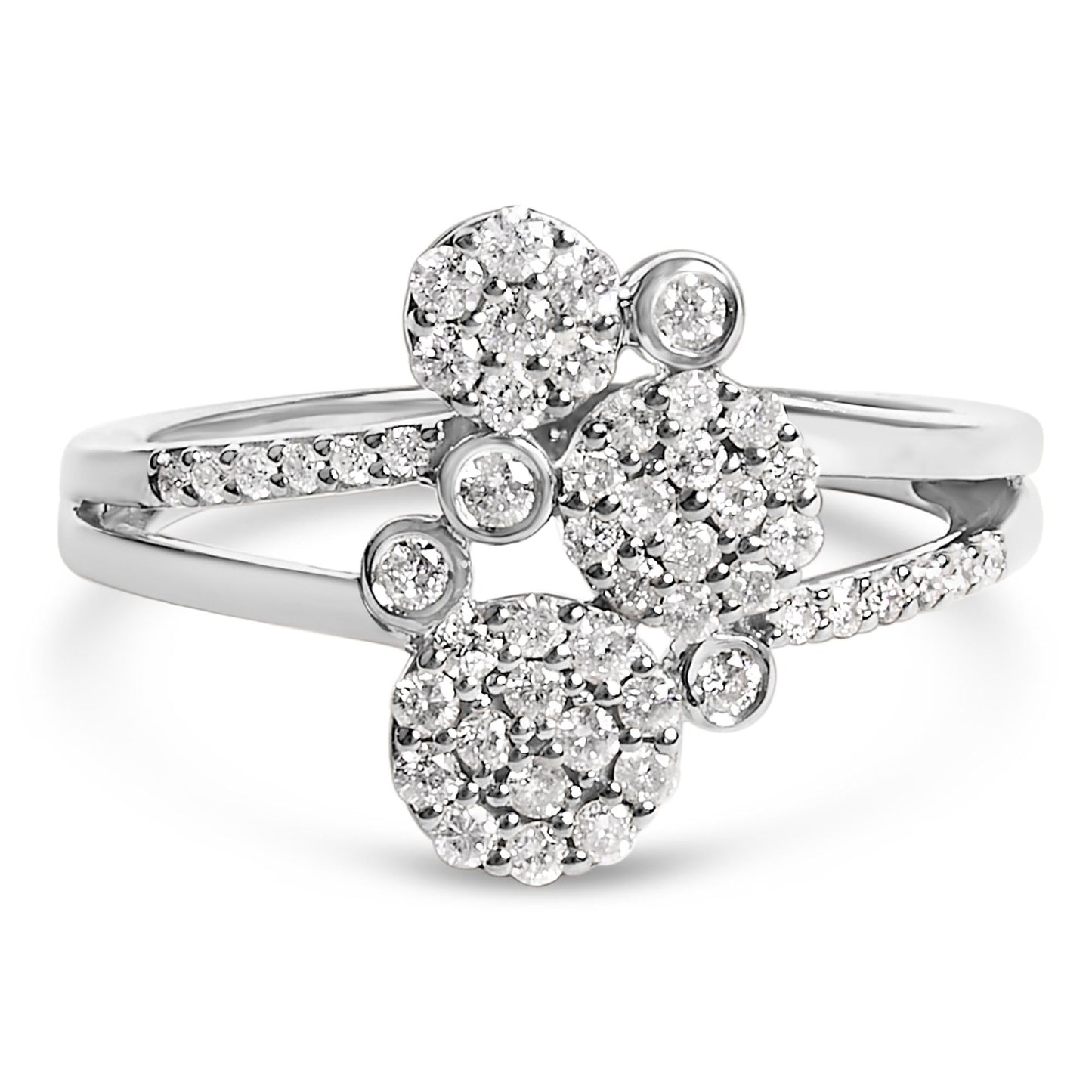 .925 Sterling Silver 1/2 Cttw Diamond Scatter Composite Bypass Ring (I-J Color, I1-I2 Clarity)-1