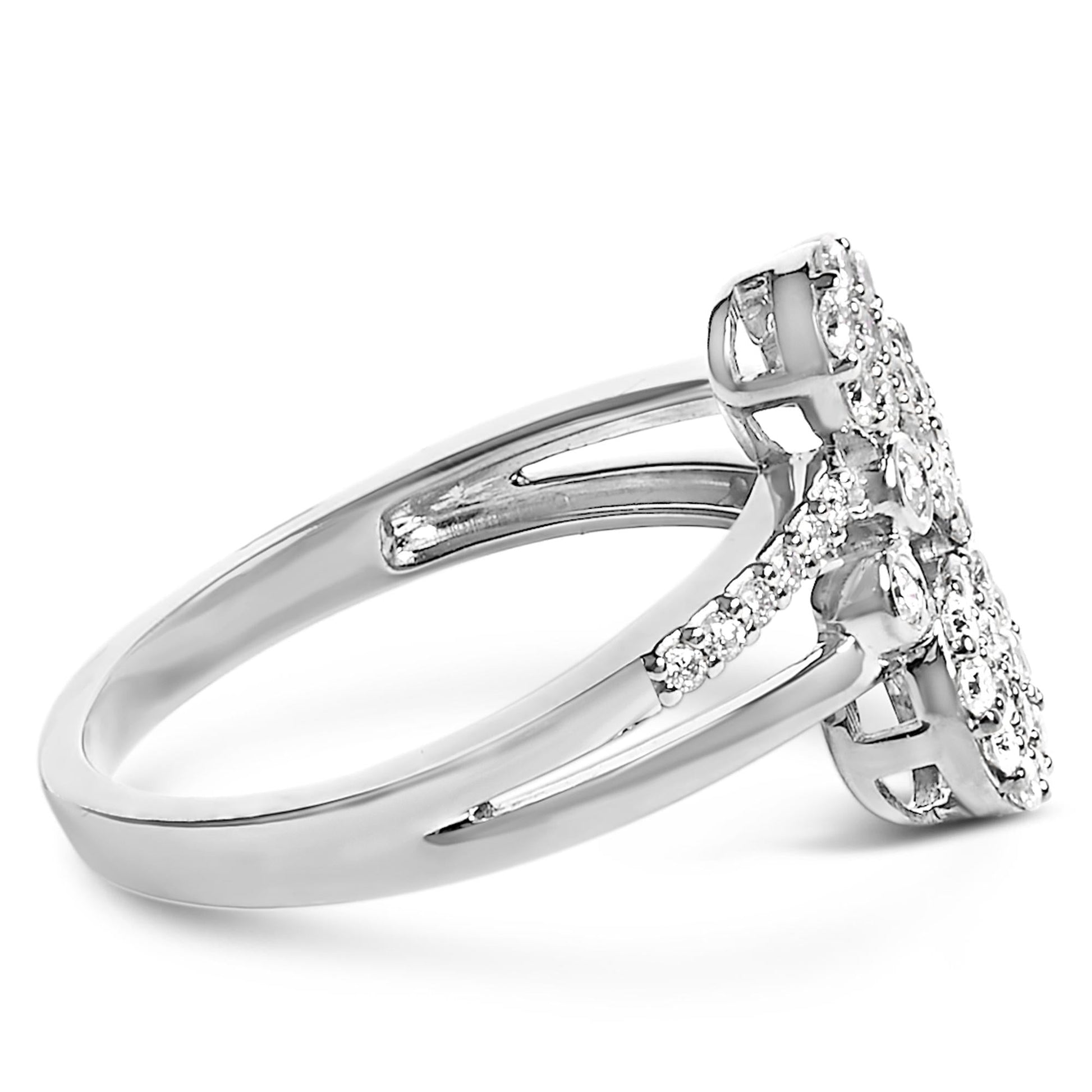 .925 Sterling Silver 1/2 Cttw Diamond Scatter Composite Bypass Ring (I-J Color, I1-I2 Clarity)-4