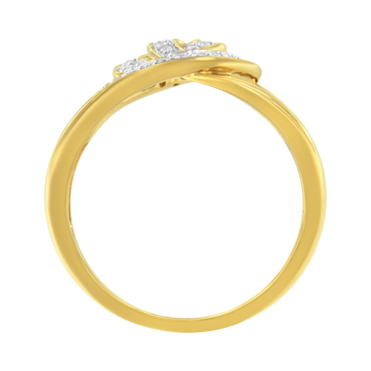 14K Yellow Gold Plated .925 Sterling Silver 1/4 Cttw Diamond Interlocking Loop Open Shank Bypass Ring (I-J Color, I1-I2 Clarity)-4