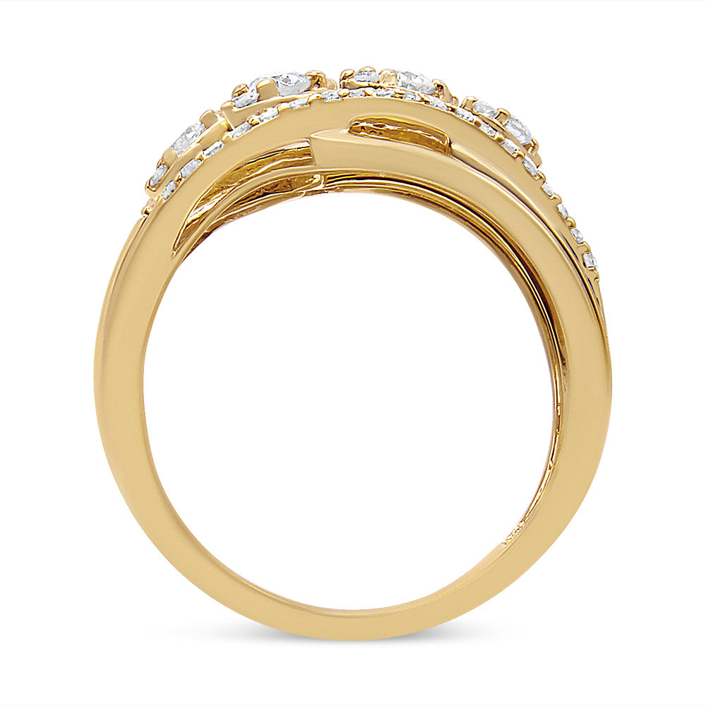 10K Yellow Gold 1/2 Cttw Round-Cut Multi Row Diamond Split Shank Cocktail Ring (H-I Color, SI2-I1 Clarity)-4