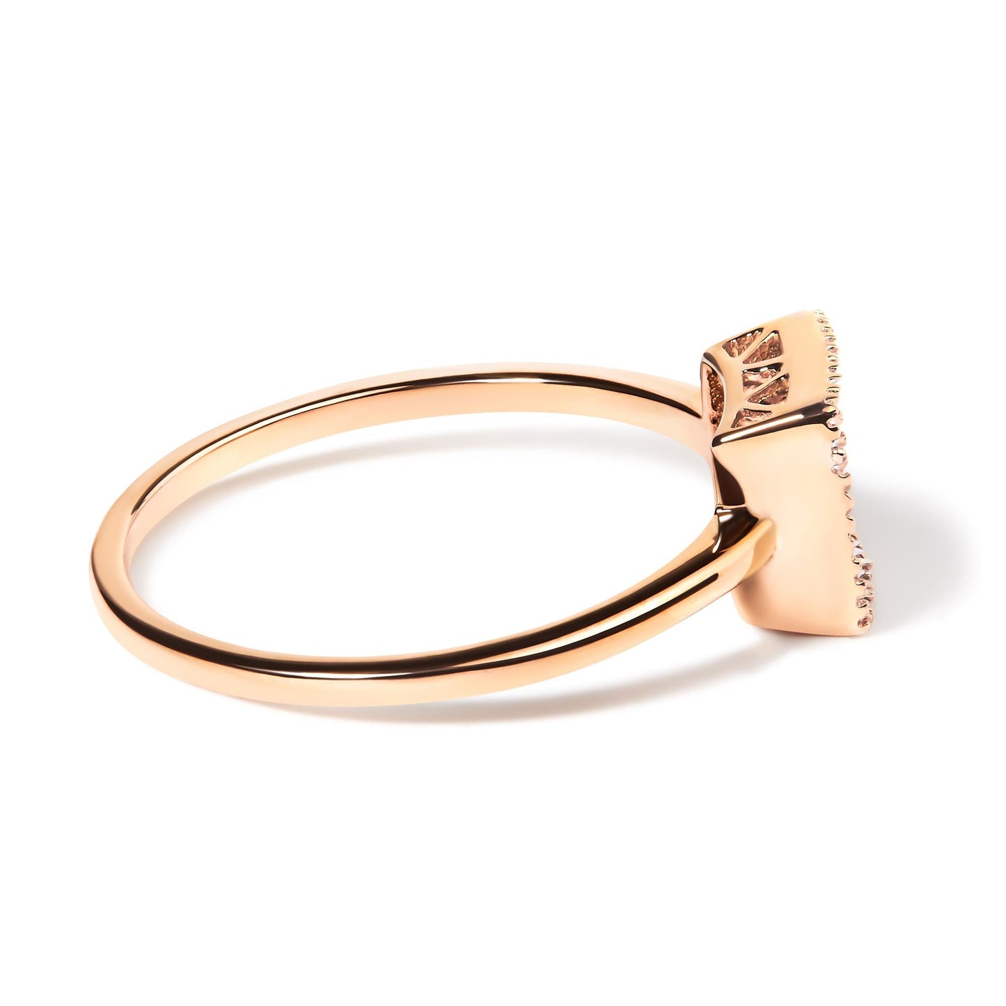 10K Rose Gold 1/3 Cttw Invisible Set Princess Cut Diamond Composite Square Shape Ring for Women (H-I color, I1-I2 clarity)-1