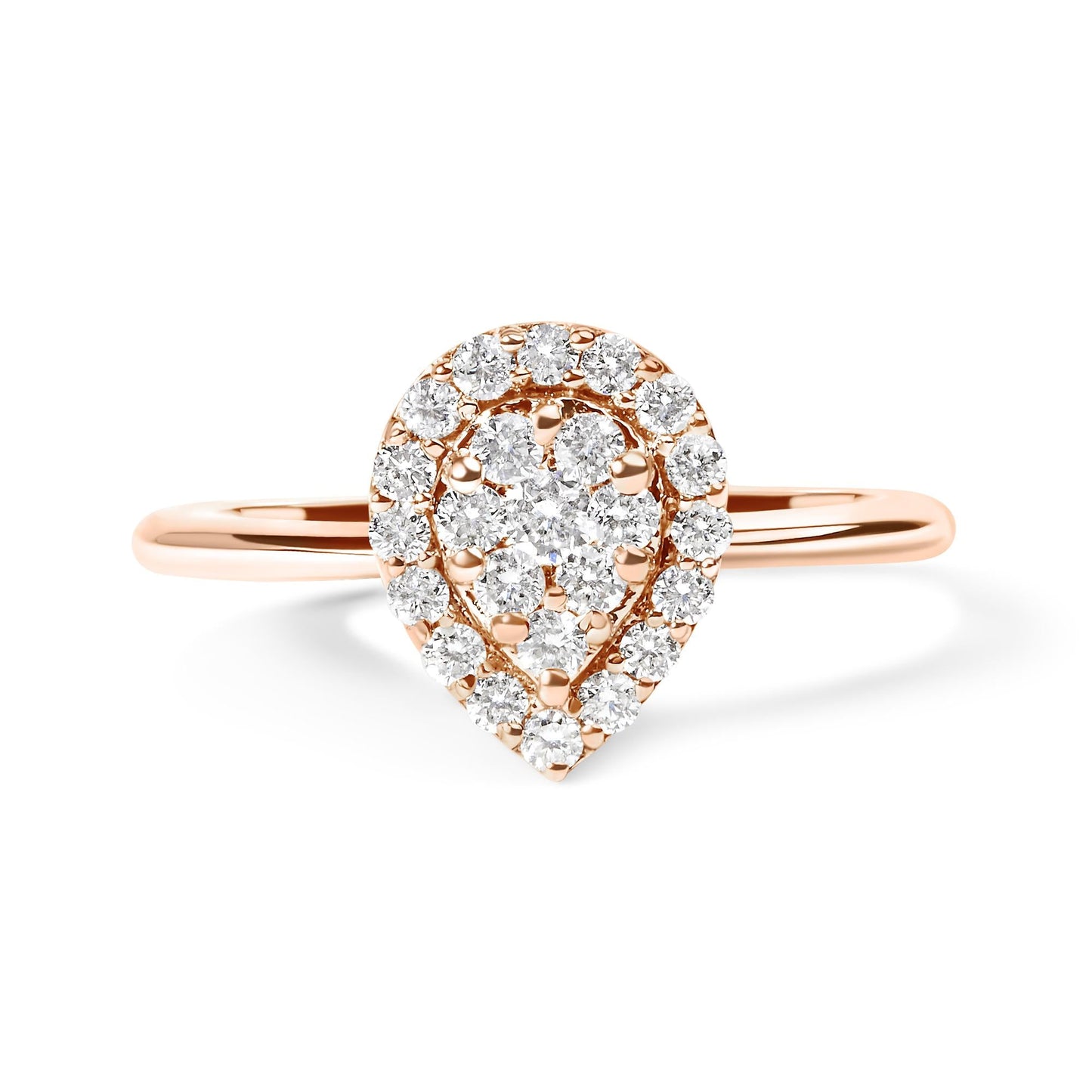 10K Rose Gold 3/8 Cttw Round-Cut Diamond Pear Promise Ring (I-J Color, I2-I3 Clarity)-0