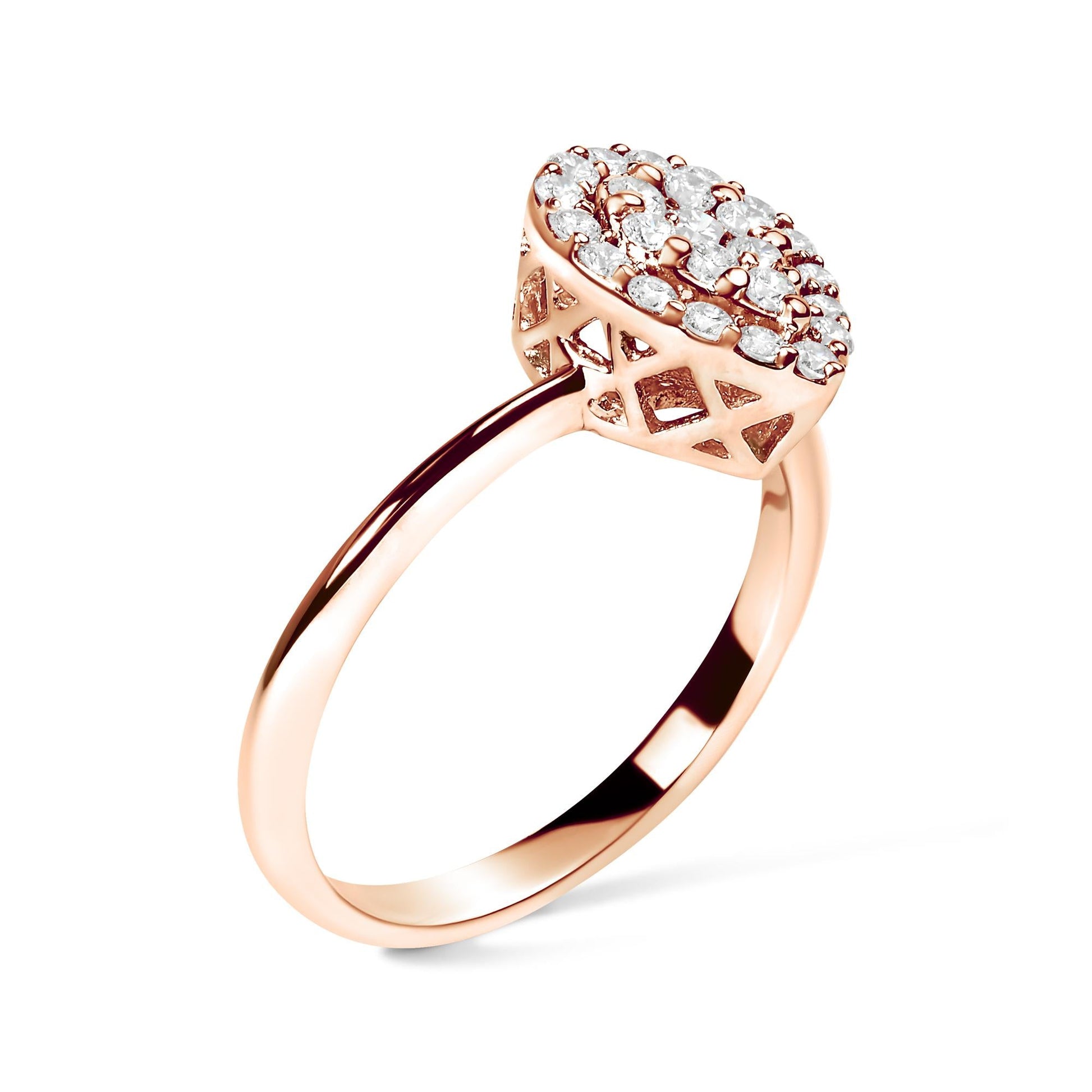 10K Rose Gold 3/8 Cttw Composite Diamond Pear Shaped Halo Promise Ring (I-J Color, I2-I3 Clarity)-3
