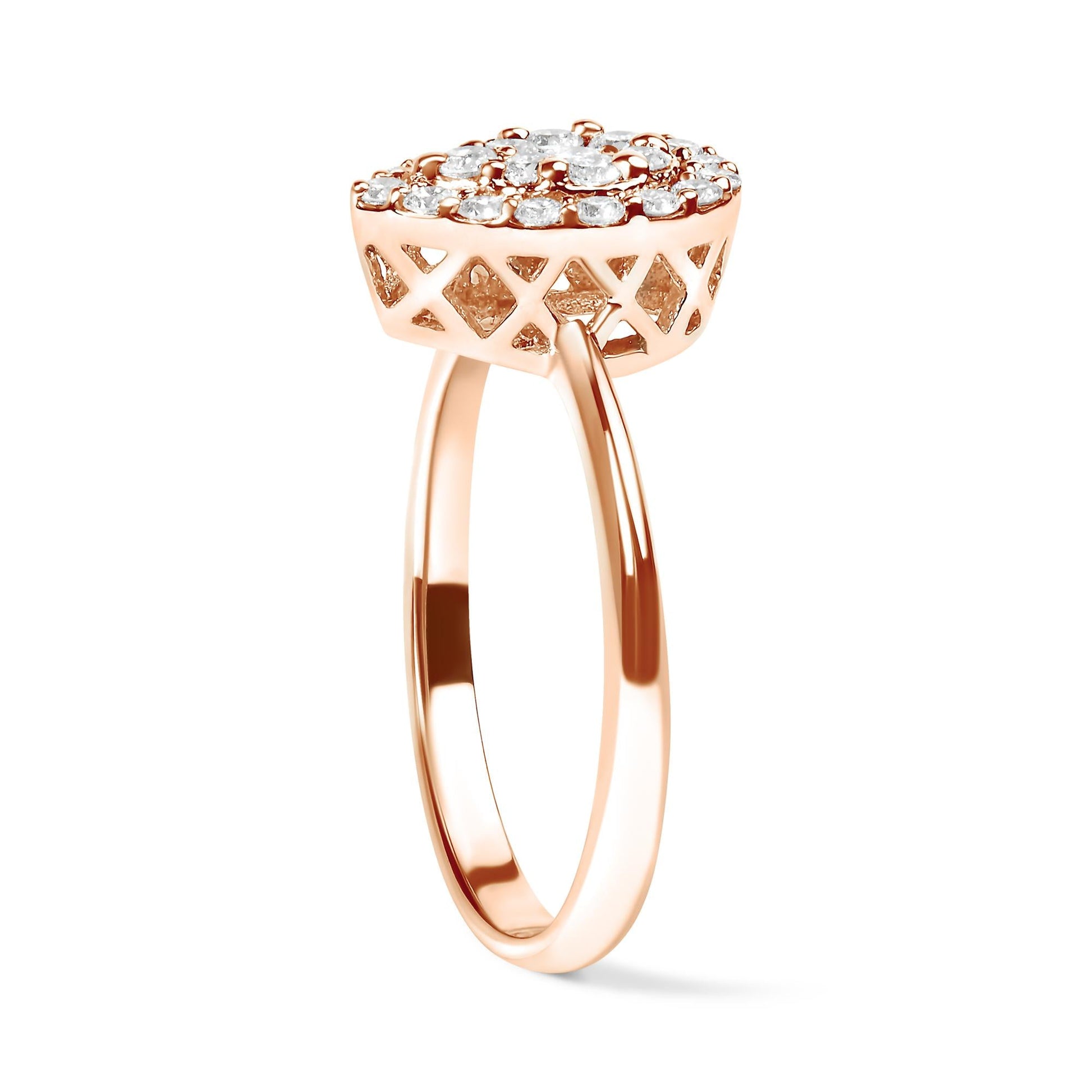 10K Rose Gold 3/8 Cttw Composite Diamond Pear Shaped Halo Promise Ring (I-J Color, I2-I3 Clarity)-4