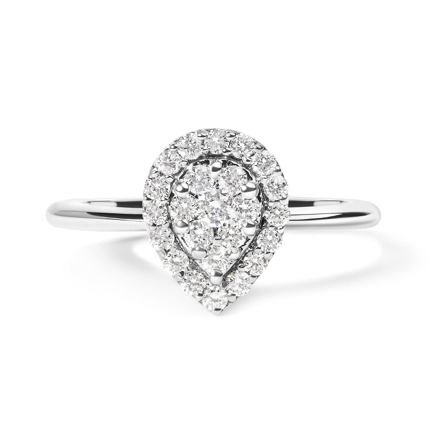 10K White Gold 3/8 Cttw Round-Cut Lab Grown Diamond Cluster Pear Promise Ring (G-H Color, VS2-SI1 Clarity)-0