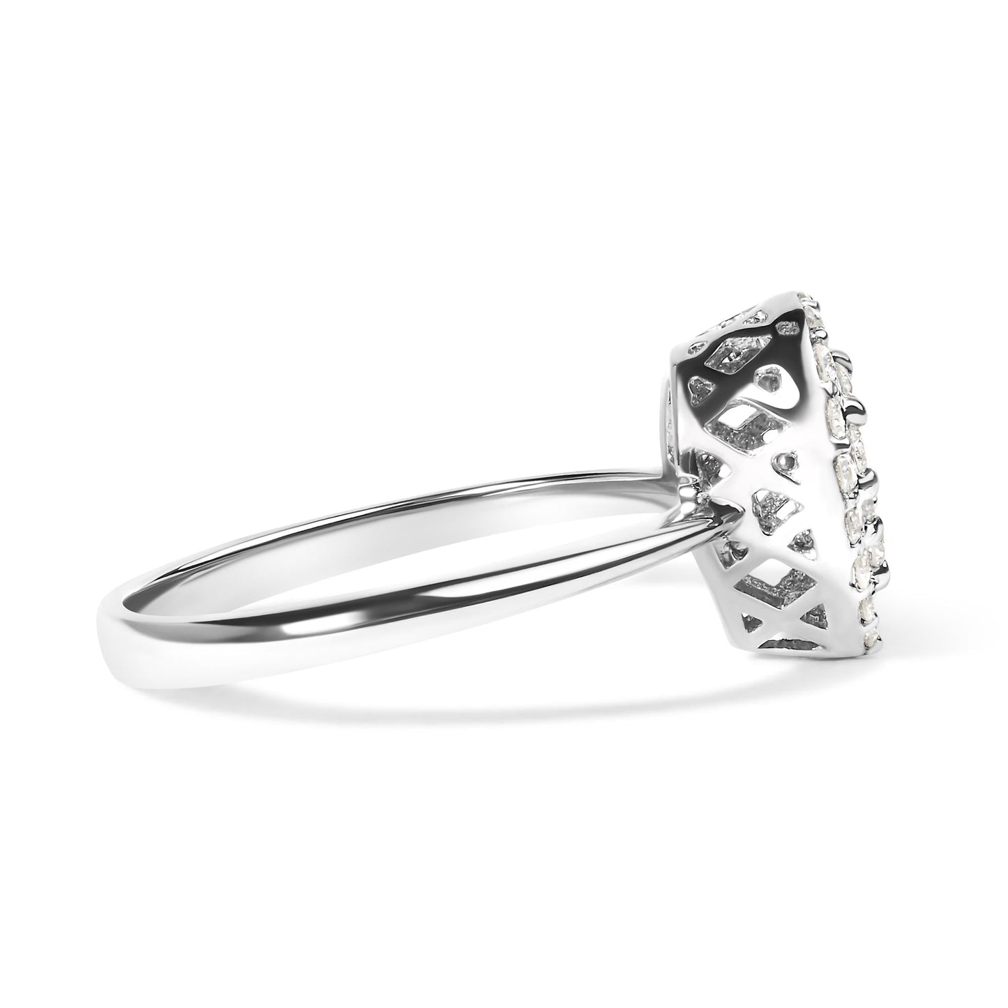 10K White Gold 3/8 Cttw Round-Cut Lab Grown Diamond Cluster Pear Promise Ring (G-H Color, VS2-SI1 Clarity)-1