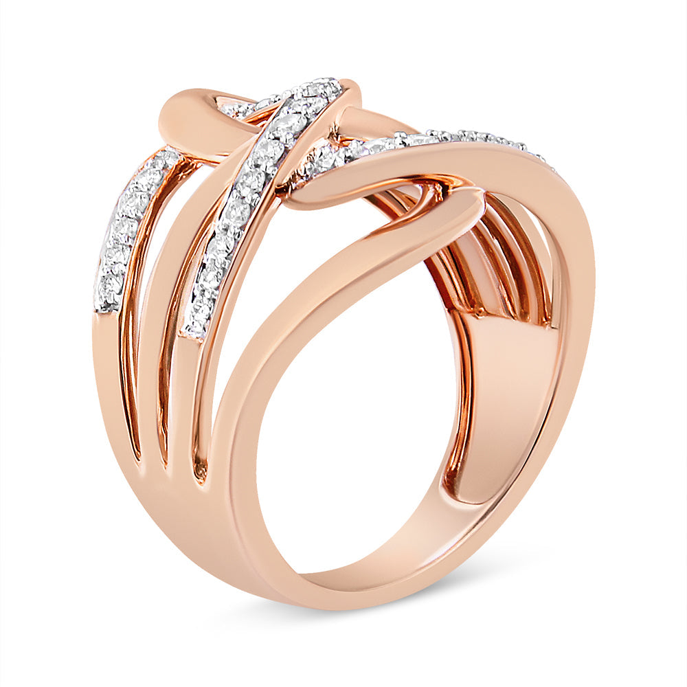 10K Rose Gold 1/2 Cttw Round-Cut Diamond Intertwined Multi-Loop Cocktail Ring (I-J Color, I1-I2 Clarity)-3